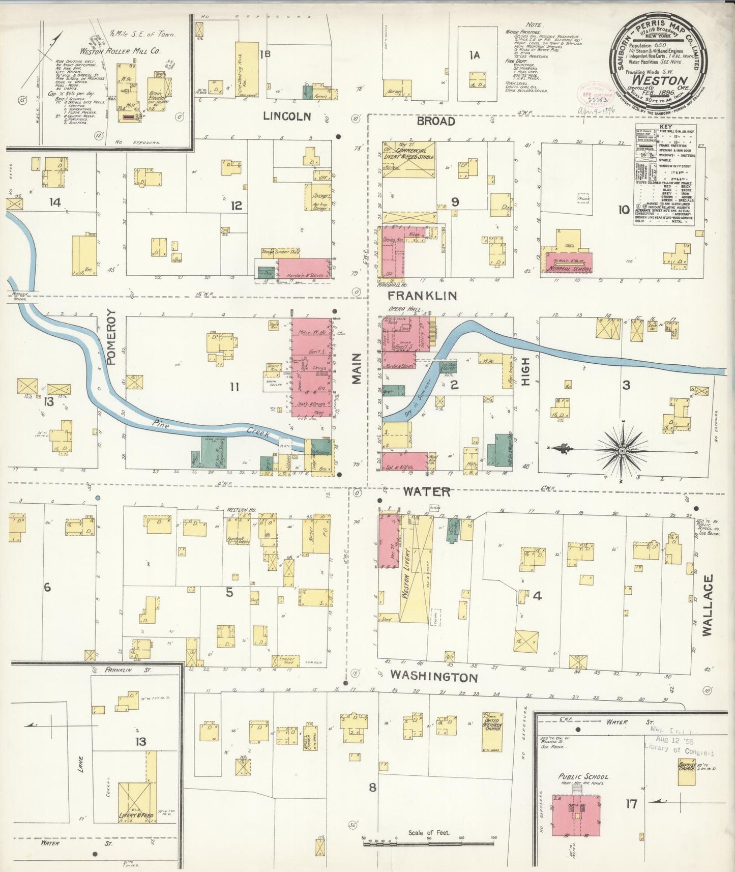 Sanborn Fire Insurance Map from Weston, Umatilla County, Oregon (1896), Sheet #0001 - Historic Sanborn Fire Insurance Map Print, vintage old map wall art, antique decor, genealogy gift, Oregon Oregon map