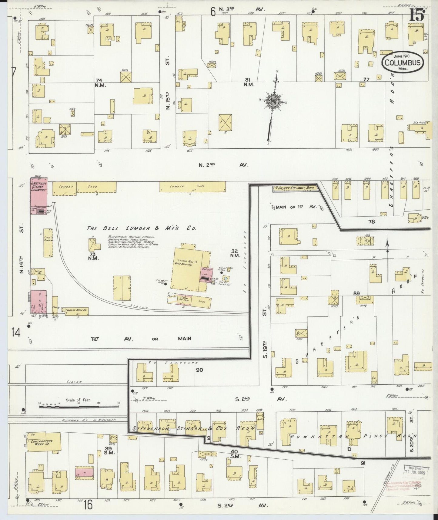 Sanborn Fire Insurance Map from Columbus, Lowndes County, Mississippi (1910), Sheet #0015 - Historic Sanborn Fire Insurance Map Print, vintage old map wall art, antique decor, genealogy gift, Mississippi Mississippi map