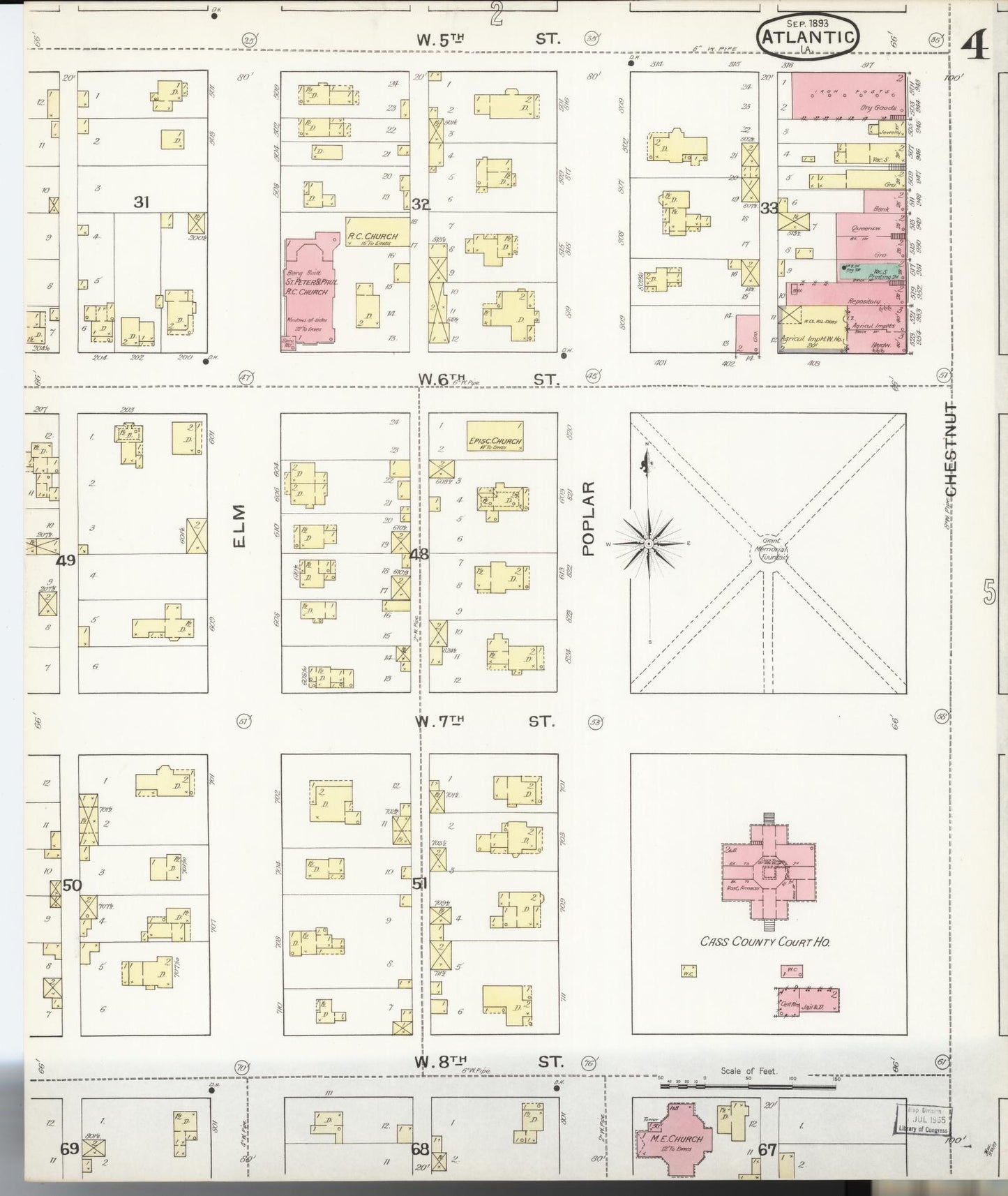 Sanborn Fire Insurance Map from Atlantic, Cass County, Iowa (1893), Sheet #0004 - Historic Sanborn Fire Insurance Map Print, vintage old map wall art