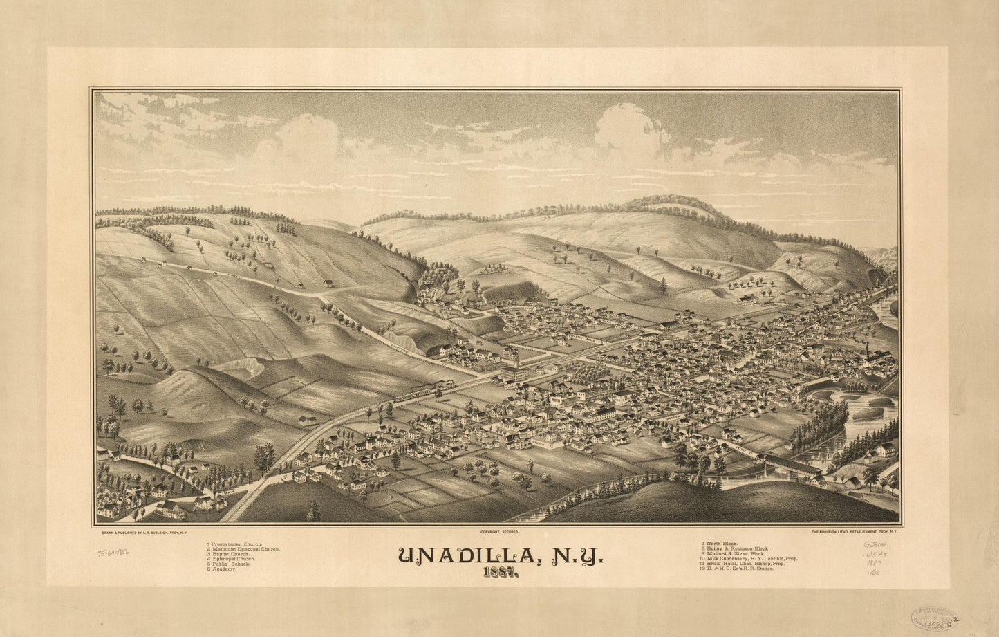 Unadilla, N.Y. 1887. (1887) – Historic Bird’s-Eye View Panorama Print