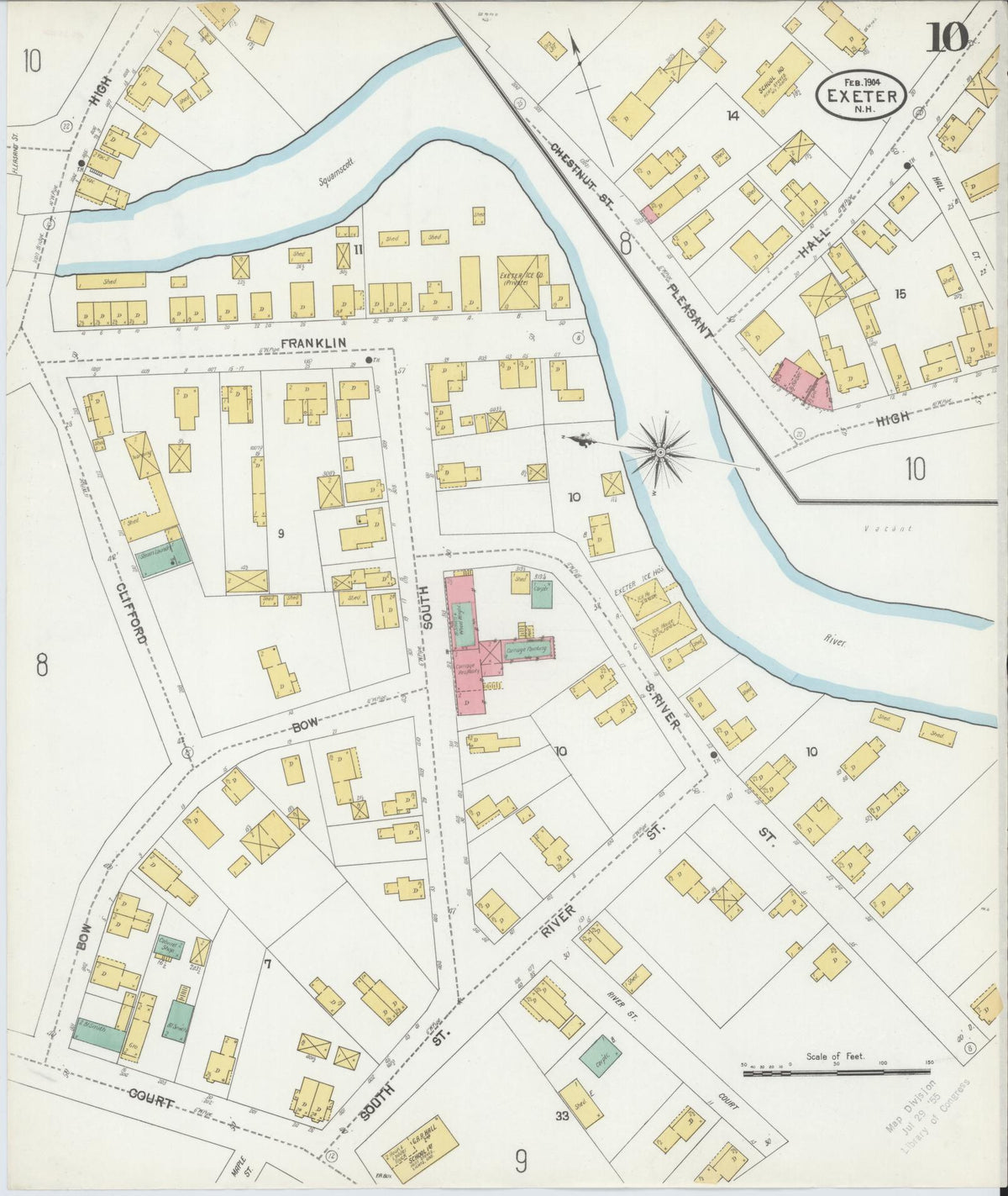 Sanborn Fire Insurance Map from Exeter, Rockingham County, New Hampshire (1904), Sheet #0010 - Complete Map Set gallery image, historic Sanborn map, vintage wall art, New Hampshire New Hampshire