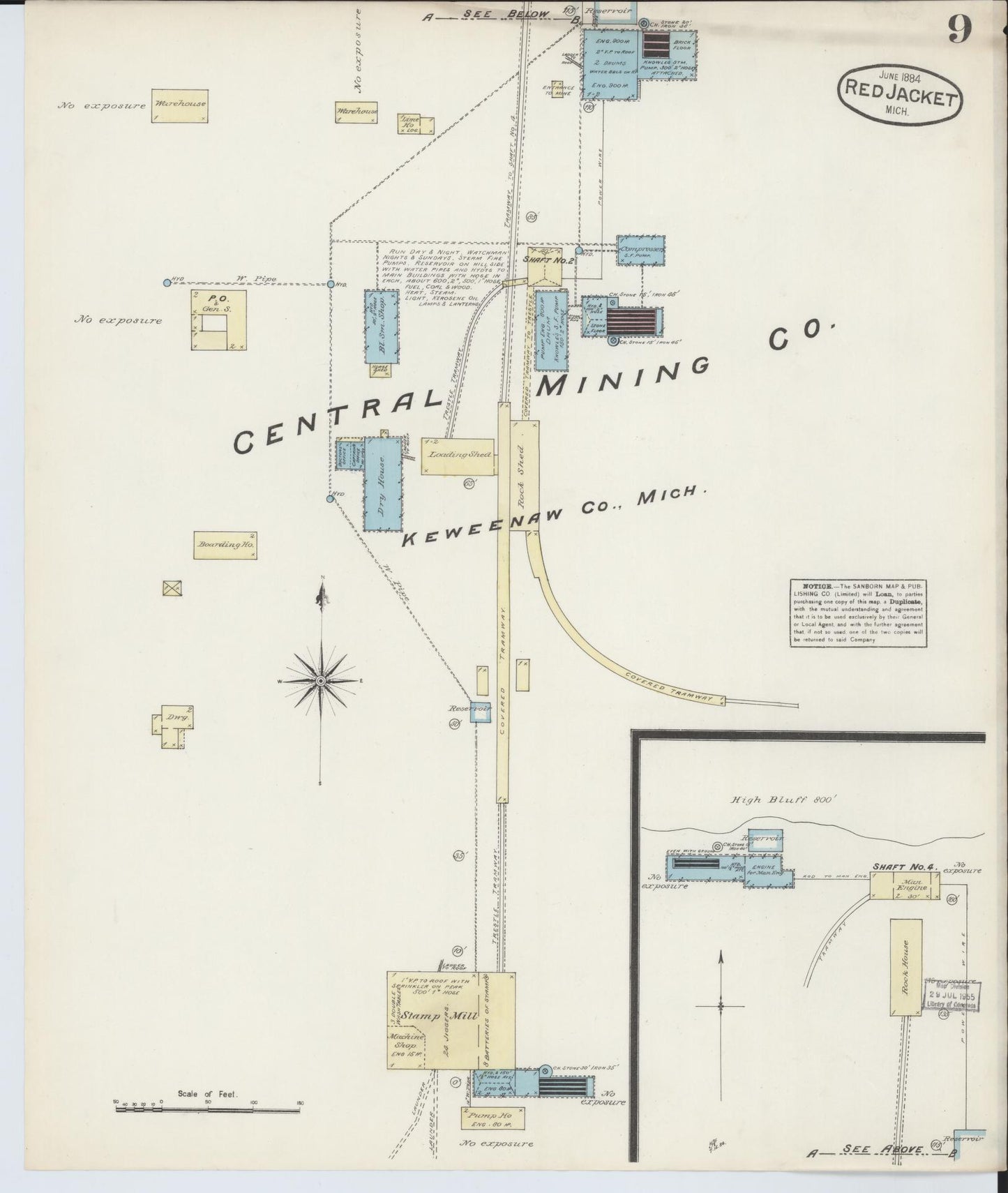 Sanborn Fire Insurance Map from Red Jacket, Houghton County, Michigan (1884), Sheet #0009 - Complete Map Set gallery image, historic Sanborn map, vintage wall art, Michigan Michigan