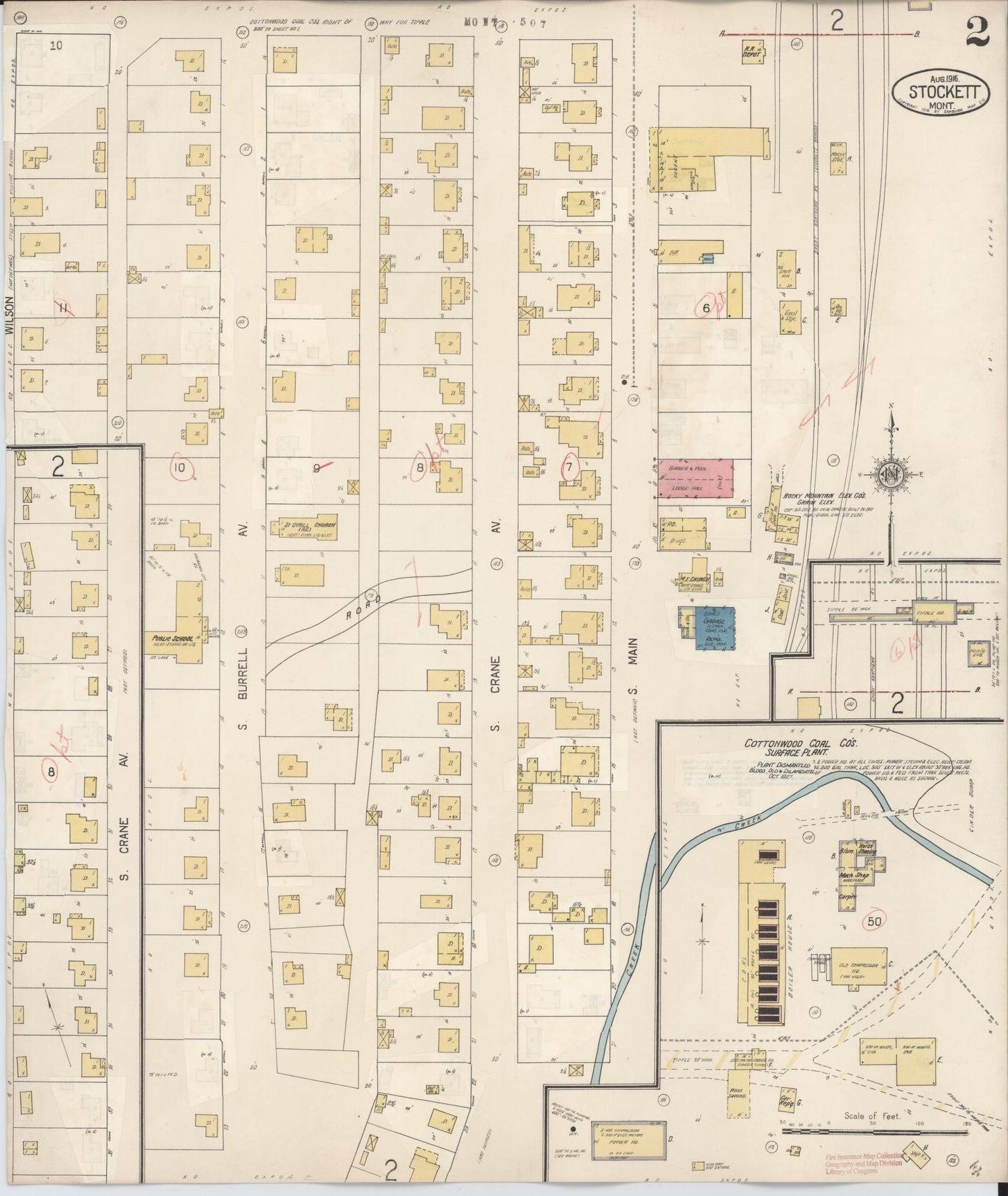 Sanborn Fire Insurance Map from Stockett, Cascade County, Montana (1927), Sheet #0002 - Complete Map Set gallery image, historic Sanborn map, vintage wall art, Montana Montana