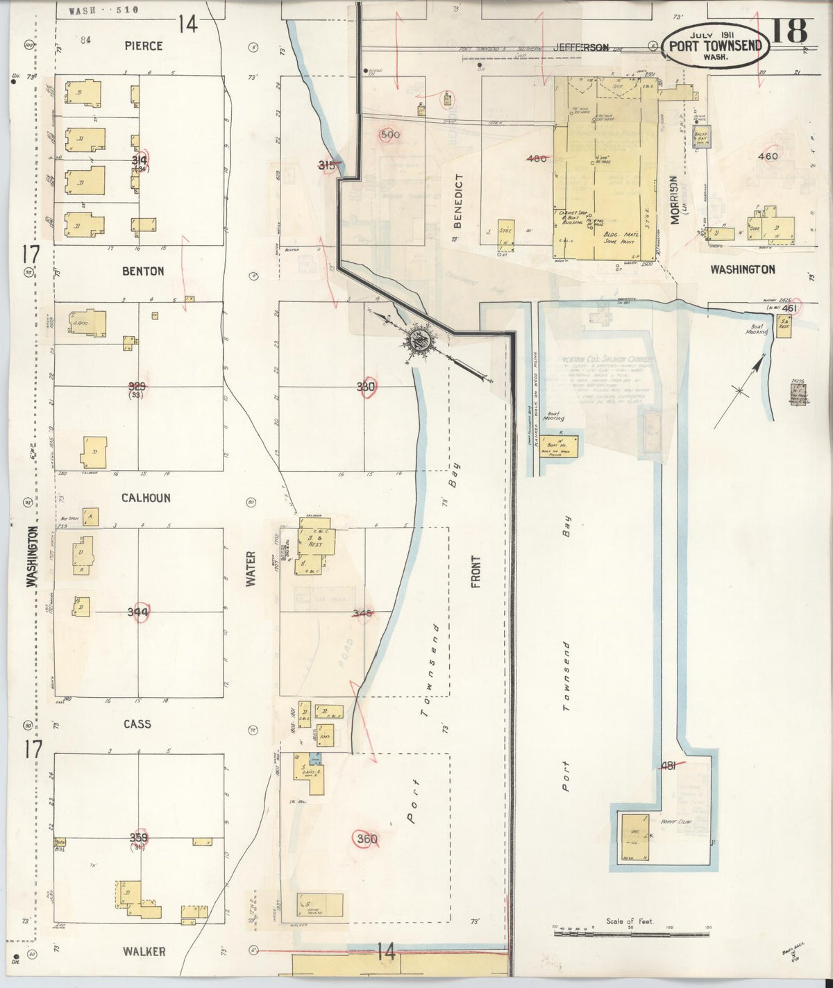 Sanborn Fire Insurance Map from Port Townsend, Jefferson County, Washington (1949), Sheet #0018 - Historic Sanborn Fire Insurance Map Print, vintage old map wall art, antique decor, genealogy gift, Washington Washington map