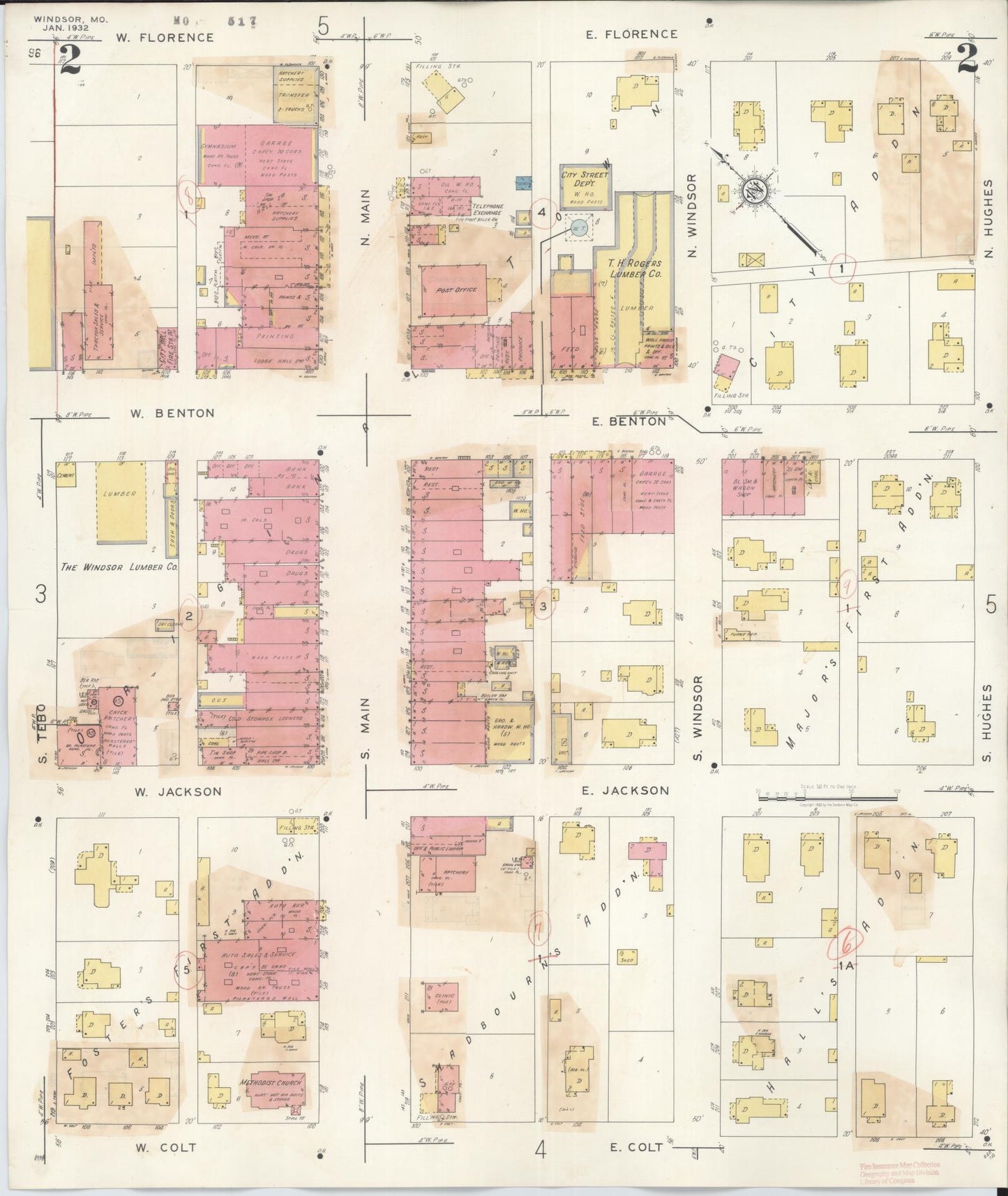 Sanborn Fire Insurance Map from Windsor, Henry County, Missouri (1943), Sheet #0002 - Historic Sanborn Fire Insurance Map Print, vintage old map wall art, antique decor, genealogy gift, Missouri Missouri map