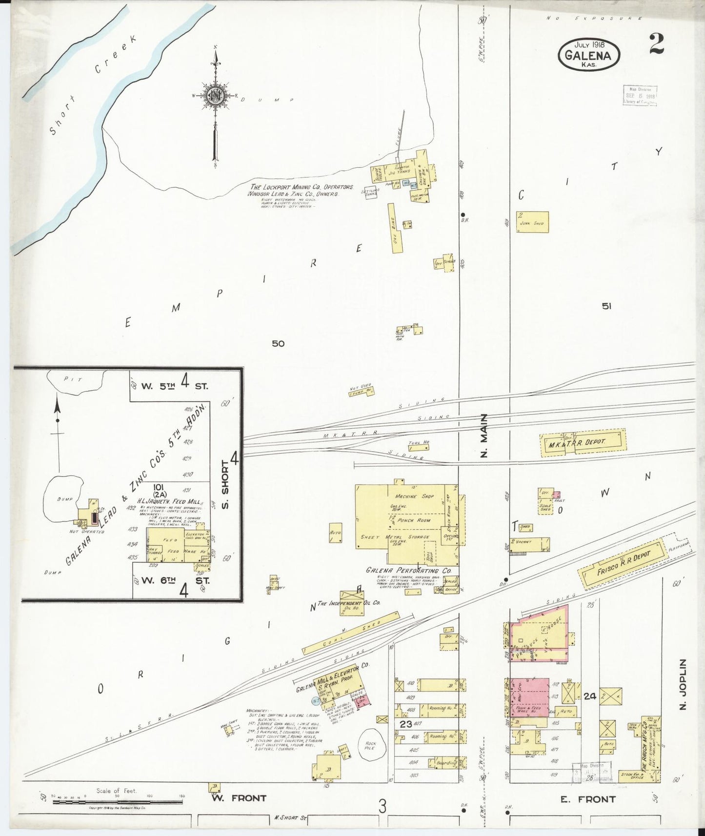 Sanborn Fire Insurance Map from Galena, Cherokee County, Kansas (1918), Sheet #0002 - Historic Sanborn Fire Insurance Map Print, vintage old map wall art, antique decor, genealogy gift, Kansas Kansas map