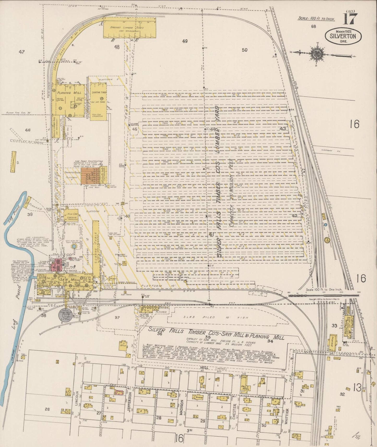 Sanborn Fire Insurance Map from Silverton, Marion County, Oregon (1922), Sheet #0017 - Historic Sanborn Fire Insurance Map Print, vintage old map wall art, antique decor, genealogy gift, Oregon Oregon map