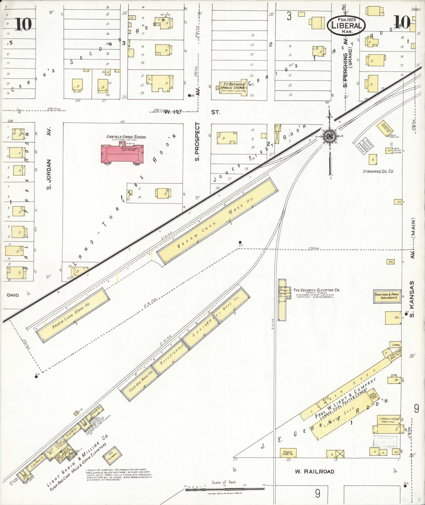 Sanborn Fire Insurance Map from Liberal, Seward County, Kansas (1923), Sheet #0010 - Complete Map Set gallery image, historic Sanborn map, vintage wall art, Kansas Kansas