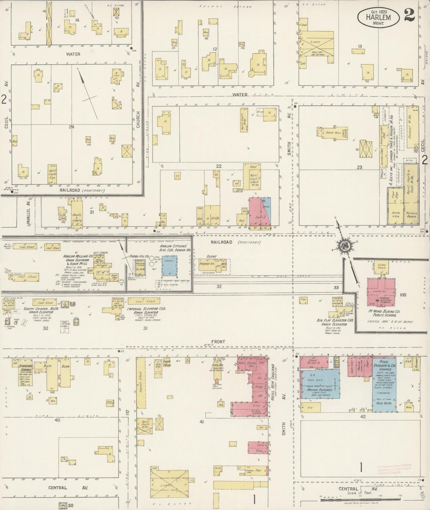 Sanborn Fire Insurance Map from Harlem, Blaine County, Montana (1920), Sheet #0002 - Complete Map Set gallery image, historic Sanborn map, vintage wall art, Montana Montana