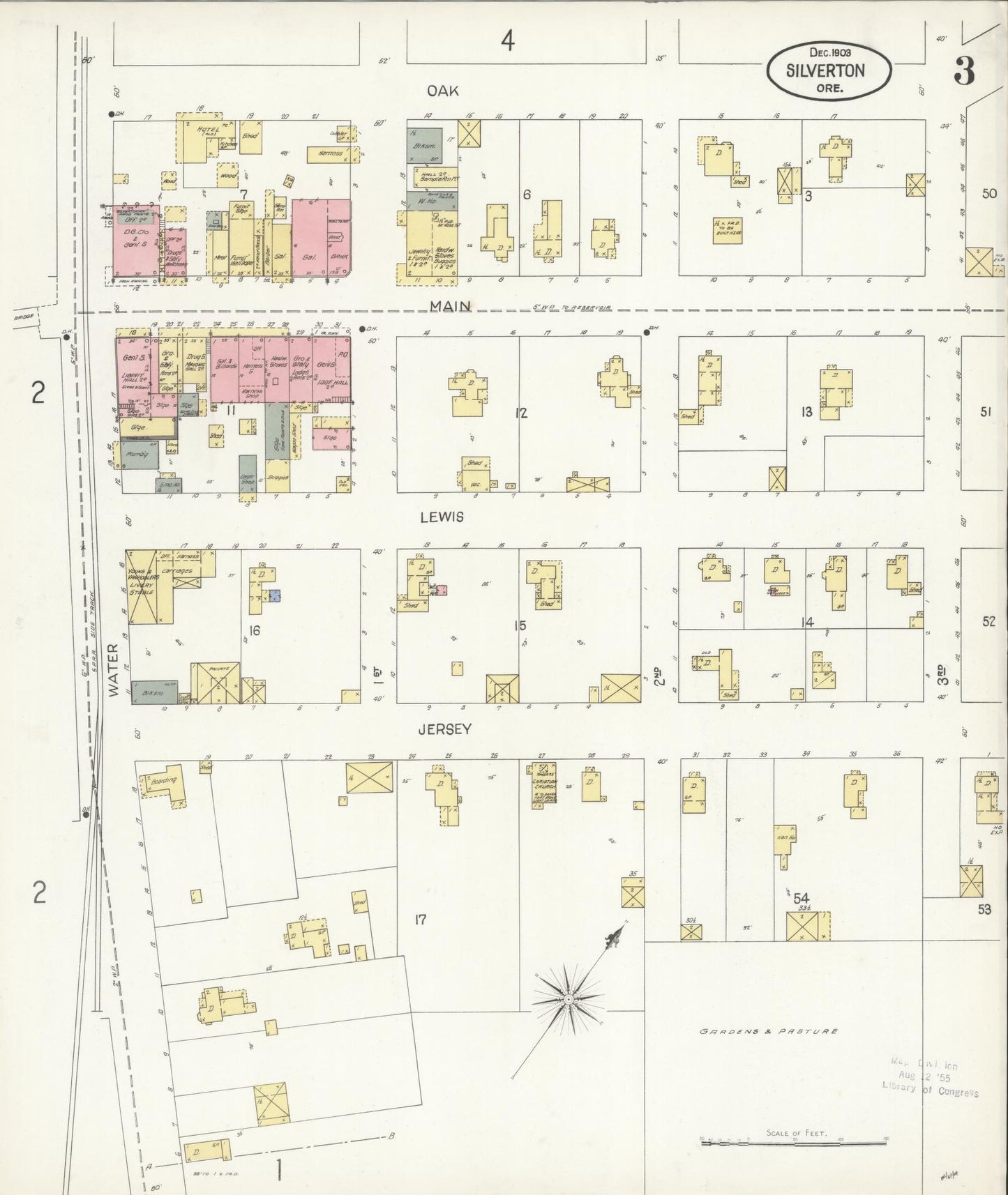 Sanborn Fire Insurance Map from Silverton, Marion County, Oregon (1903), Sheet #0003 - Historic Sanborn Fire Insurance Map Print, vintage old map wall art, antique decor, genealogy gift, Oregon Oregon map
