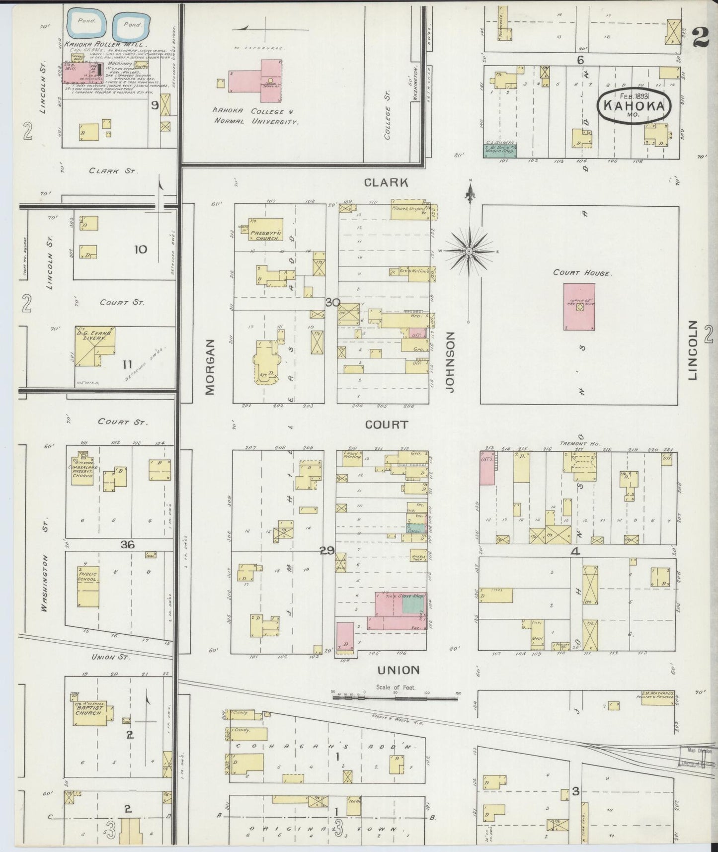 Sanborn Fire Insurance Map from Kahoka, Clark County, Missouri (1893), Sheet #0002 - Historic Sanborn Fire Insurance Map Print, vintage old map wall art, antique decor, genealogy gift, Missouri Missouri map