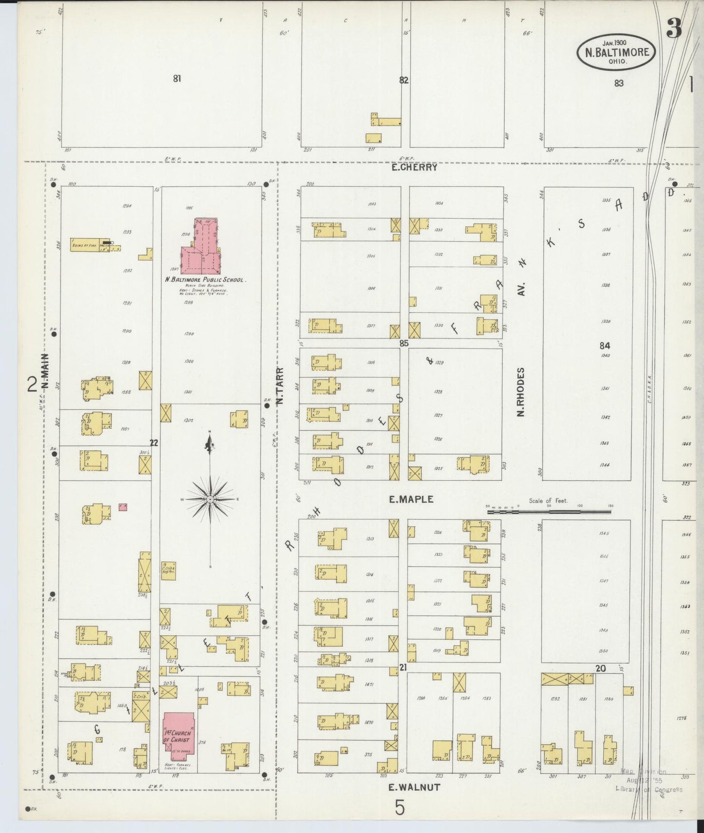 Sanborn Fire Insurance Map from North Baltimore, Wood County, Ohio (1900), Sheet #0003 - Historic Sanborn Fire Insurance Map Print, vintage old map wall art, antique decor, genealogy gift, Ohio Ohio map