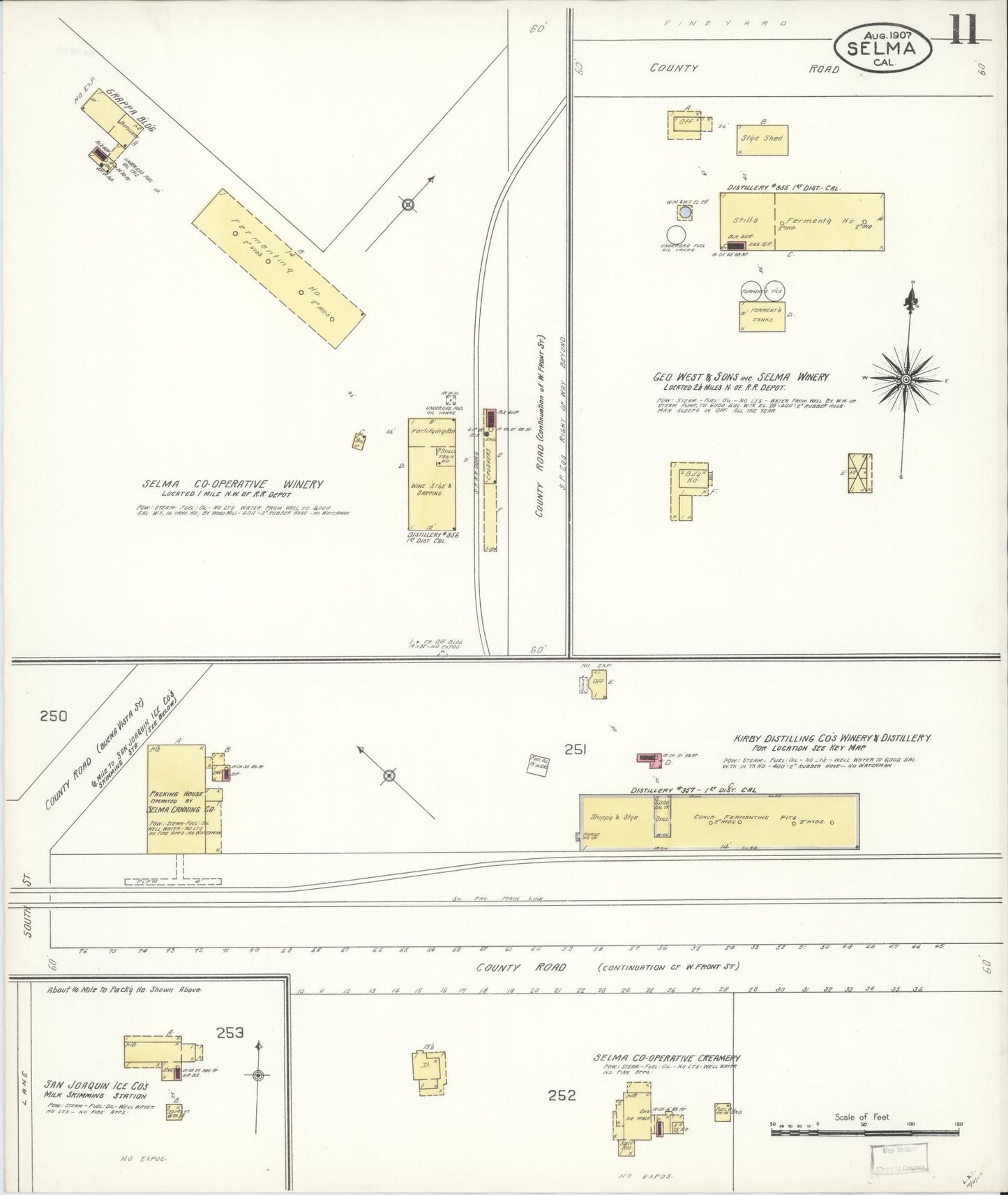 Sanborn Fire Insurance Map from Selma, Fresno County, California (1907), Sheet #0011 - Complete Map Set gallery image, historic Sanborn map, vintage wall art, California California