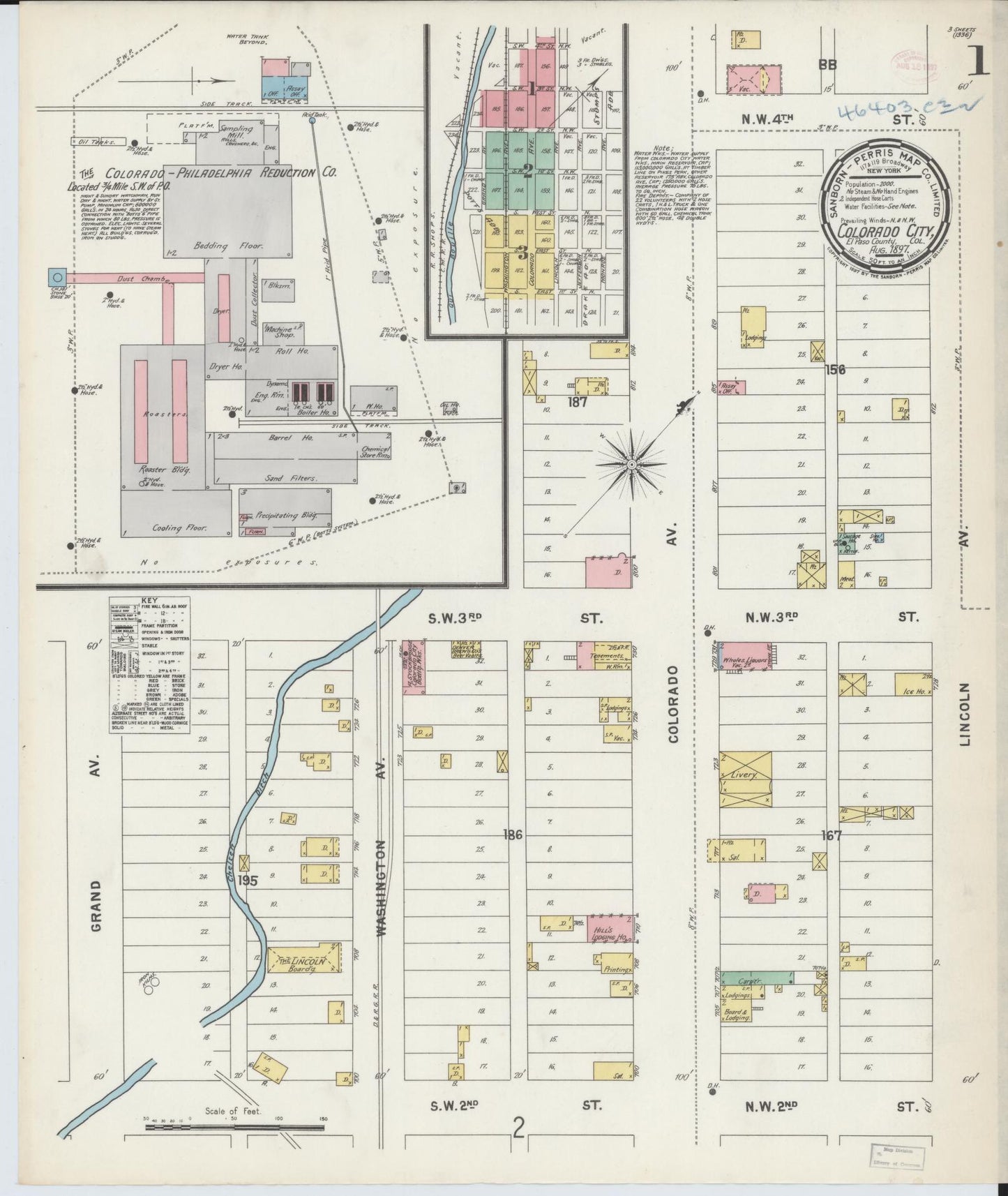 Sanborn Fire Insurance Map from Colorado City, El Paso County, Colorado. (1897) – Historic Sanborn Fire Insurance Map Print
