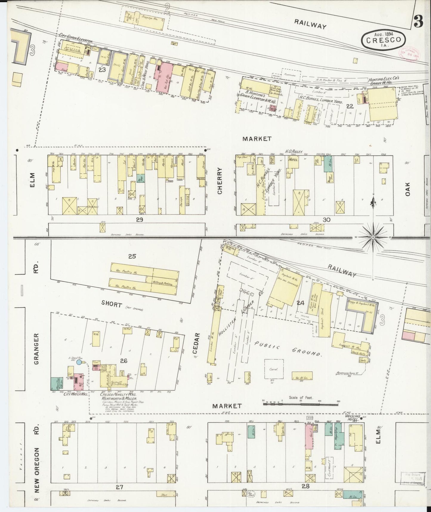 Sanborn Fire Insurance Map from Cresco, Howard County, Iowa (1894), Sheet #0003 - Historic Sanborn Fire Insurance Map Print, vintage old map wall art