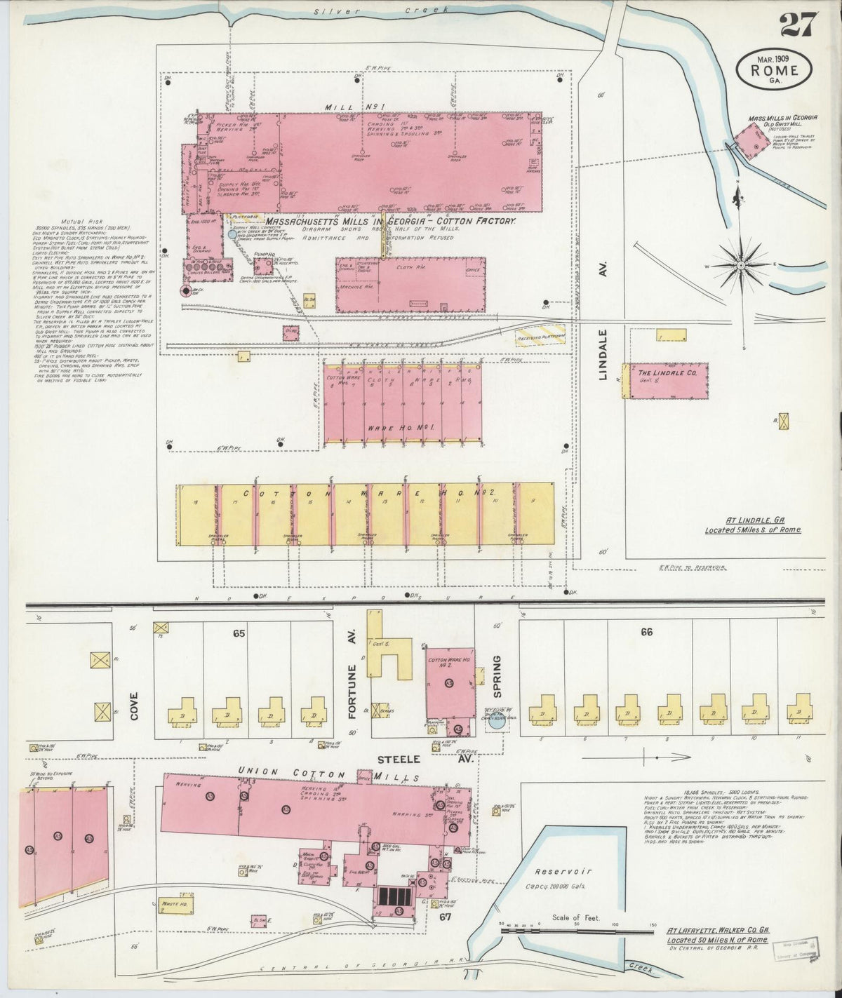 Sanborn Fire Insurance Map from Rome, Floyd County, Georgia (1909), Sheet #0027 - Historic Sanborn Fire Insurance Map Print, vintage old map wall art, antique decor, genealogy gift, Georgia Georgia map
