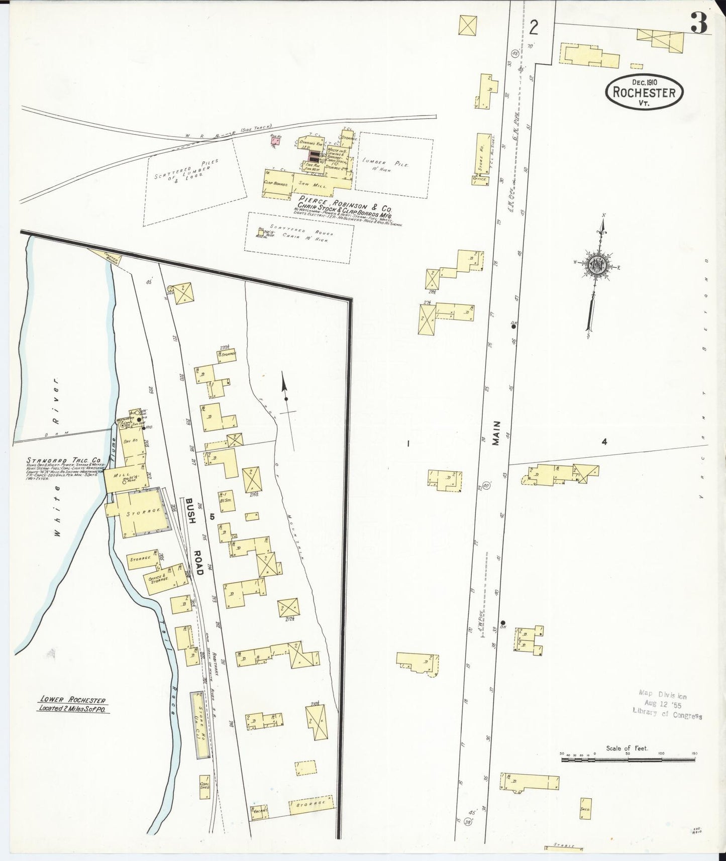 Sanborn Fire Insurance Map from Rochester, Windsor County, Vermont (1910), Sheet #0003 - Historic Sanborn Fire Insurance Map Print, vintage old map wall art, antique decor, genealogy gift, Vermont Vermont map