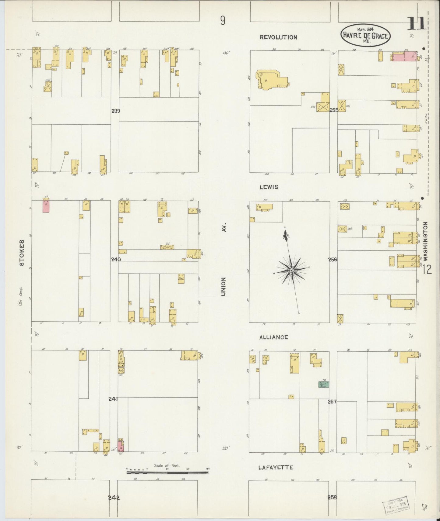 Sanborn Fire Insurance Map from Havre De Grace, Harford County, Maryland (1904), Sheet #0011 - Historic Sanborn Fire Insurance Map Print, vintage old map wall art