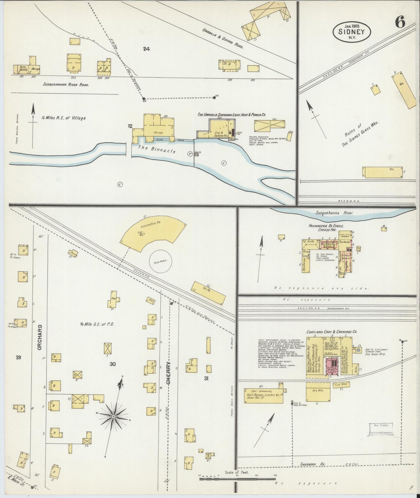 Sanborn Fire Insurance Map from Sidney, Delaware County, New York (1903), Sheet #0006 - Complete Map Set gallery image, historic Sanborn map, vintage wall art, Sidney Delaware