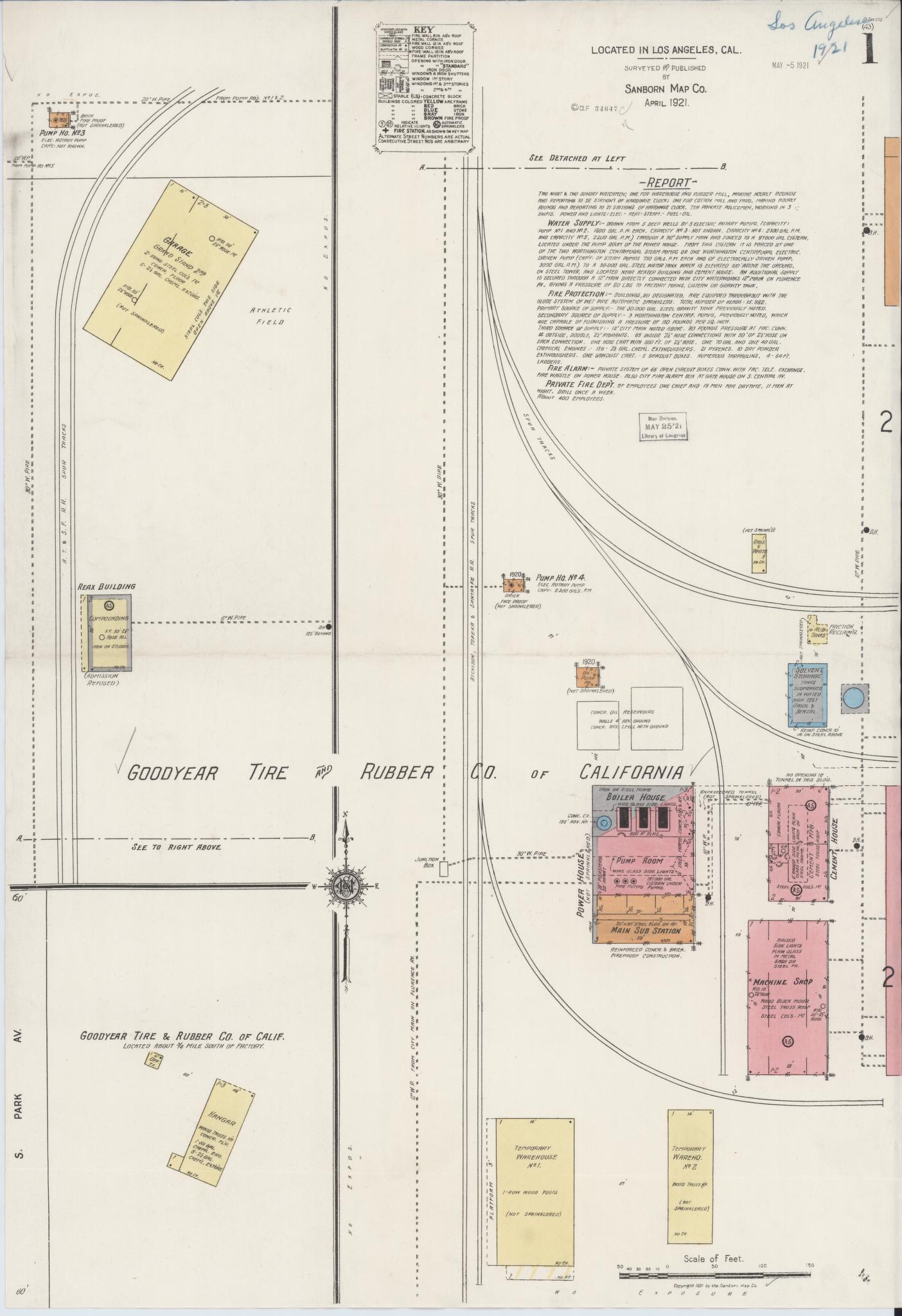 Sanborn Fire Insurance Map from Los Angeles Co., Los Angeles County, California (1921), Sheet #0001 - Historic Sanborn Fire Insurance Map Print, vintage old map wall art, antique decor, genealogy gift, California California map