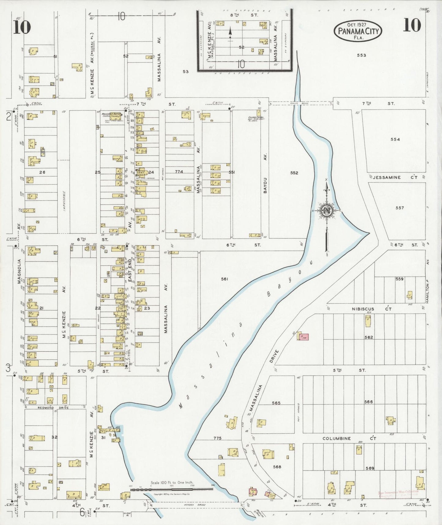 Sanborn Fire Insurance Map from Panama City, Bay County, Florida (1927), Sheet #0010 - Historic Sanborn Fire Insurance Map Print, vintage old map wall art, antique decor, genealogy gift, Florida Florida map