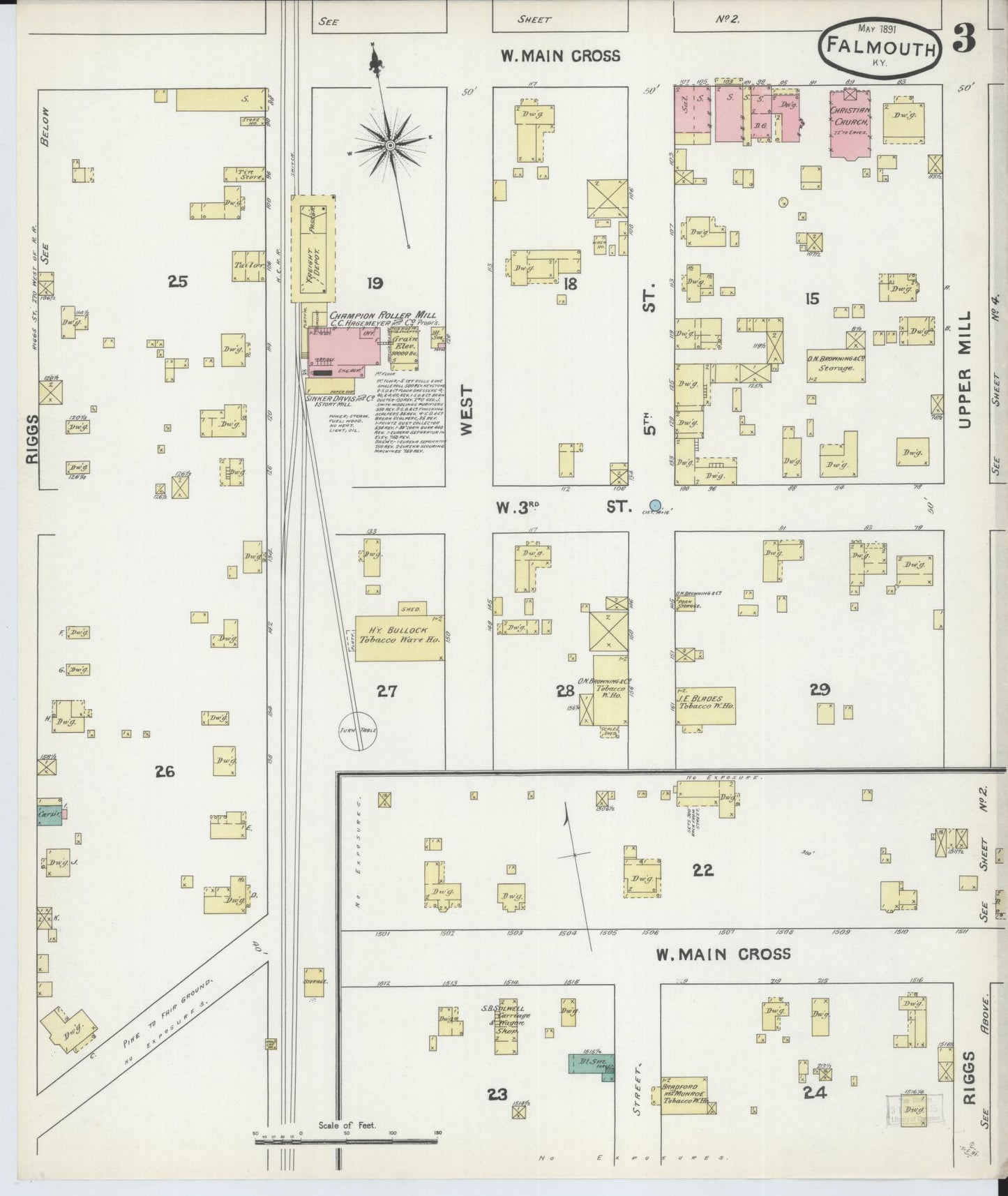 Sanborn Fire Insurance Map from Falmouth, Pendleton County, Kentucky (1891), Sheet #0003 - Historic Sanborn Fire Insurance Map Print, vintage old map wall art, antique decor, genealogy gift, Kentucky Kentucky map