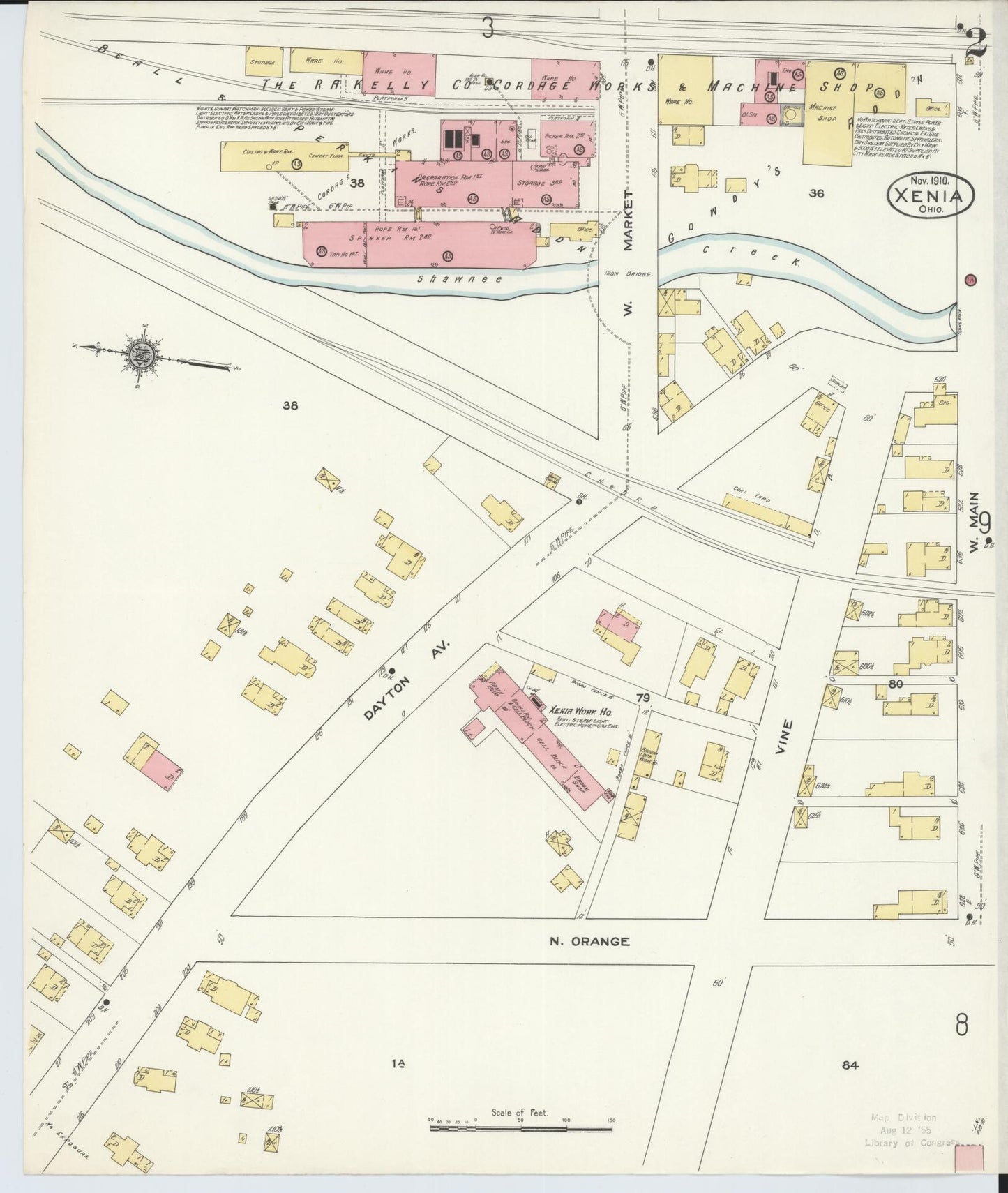 Sanborn Fire Insurance Map from Xenia, Greene County, Ohio (1910), Sheet #0002 - Historic Sanborn Fire Insurance Map Print, vintage old map wall art, antique decor, genealogy gift, Ohio Ohio map