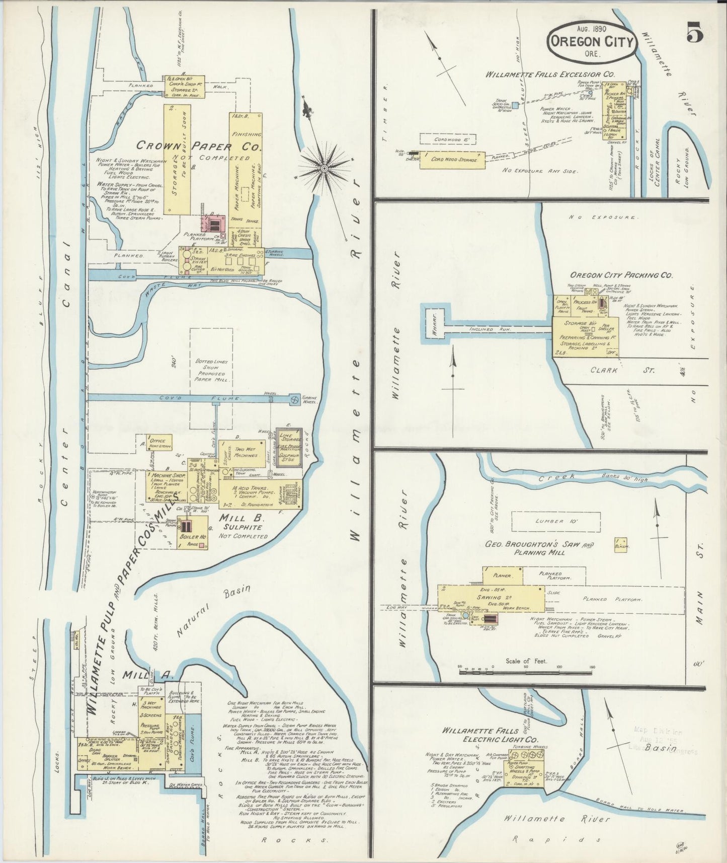 Sanborn Fire Insurance Map from Oregon City, Clackamas County, Oregon (1890), Sheet #0005 - Complete Map Set gallery image, historic Sanborn map, vintage wall art, Oregon Oregon