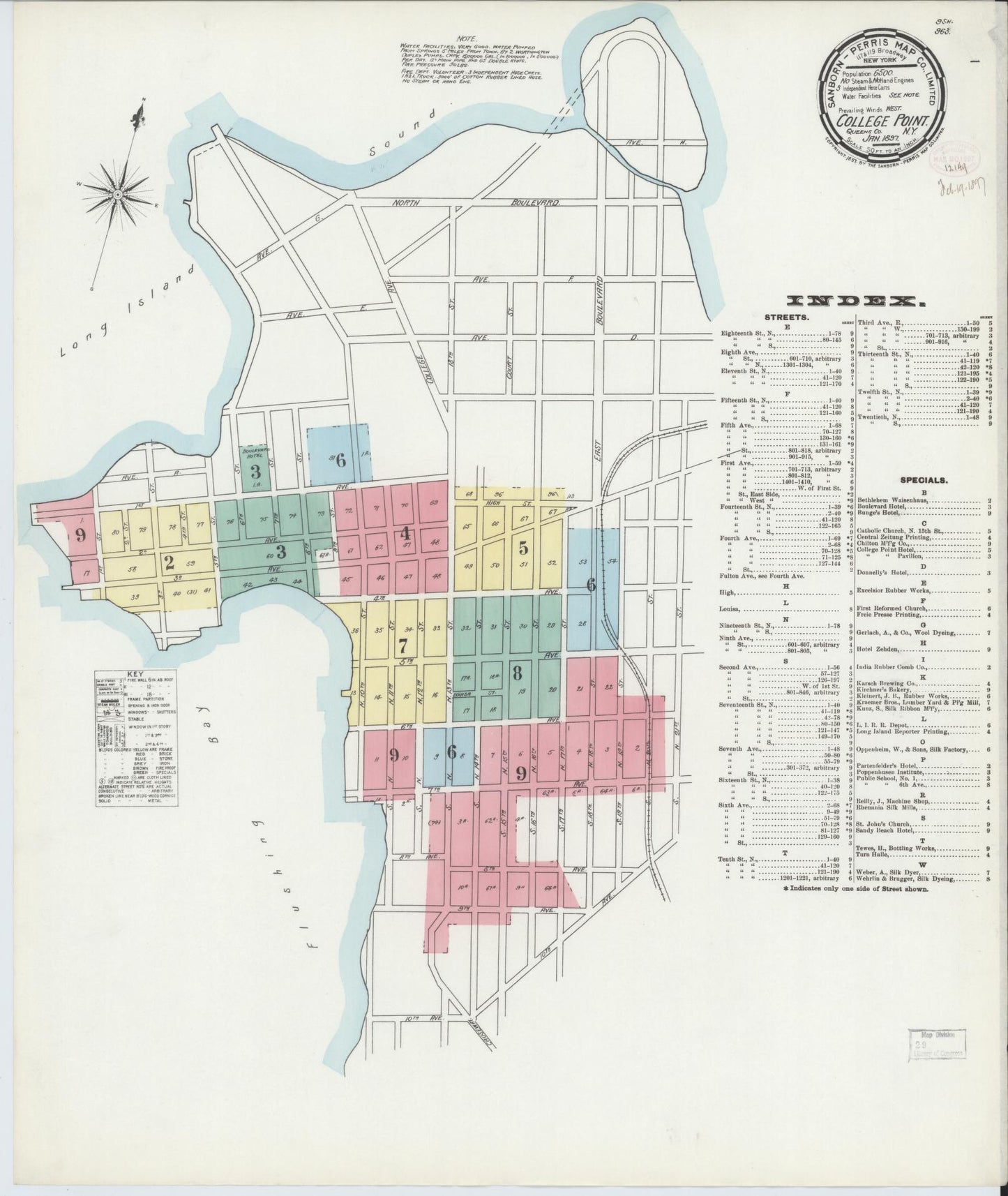 Sanborn Fire Insurance Map from College Point, Queens County, New York. (1897) – Historic Sanborn Fire Insurance Map Print