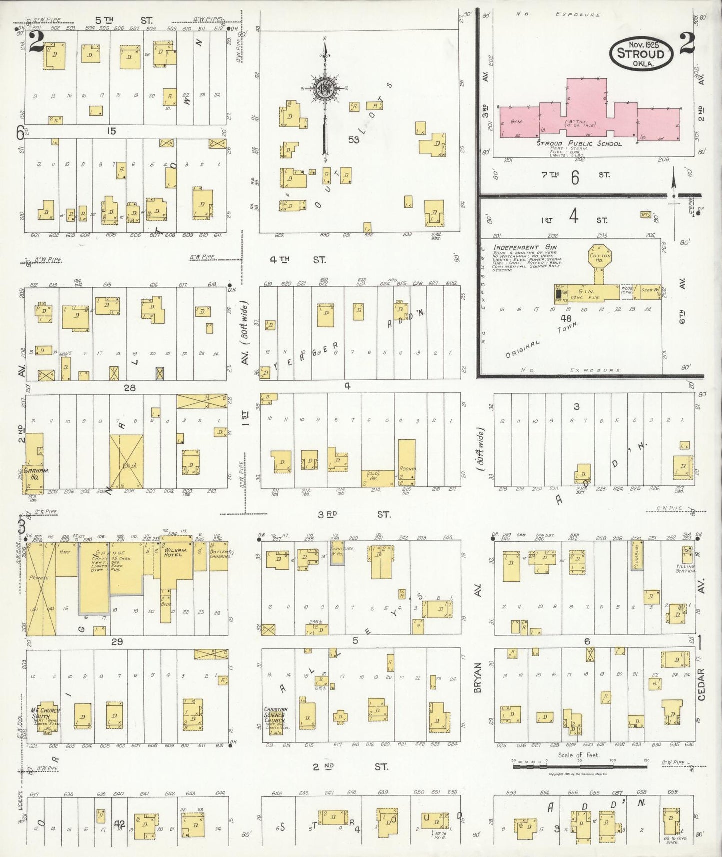 Sanborn Fire Insurance Map from Stroud, Lincoln County, Oklahoma (1925), Sheet #0002 - Historic Sanborn Fire Insurance Map Print, vintage old map wall art, antique decor, genealogy gift, Oklahoma Oklahoma map