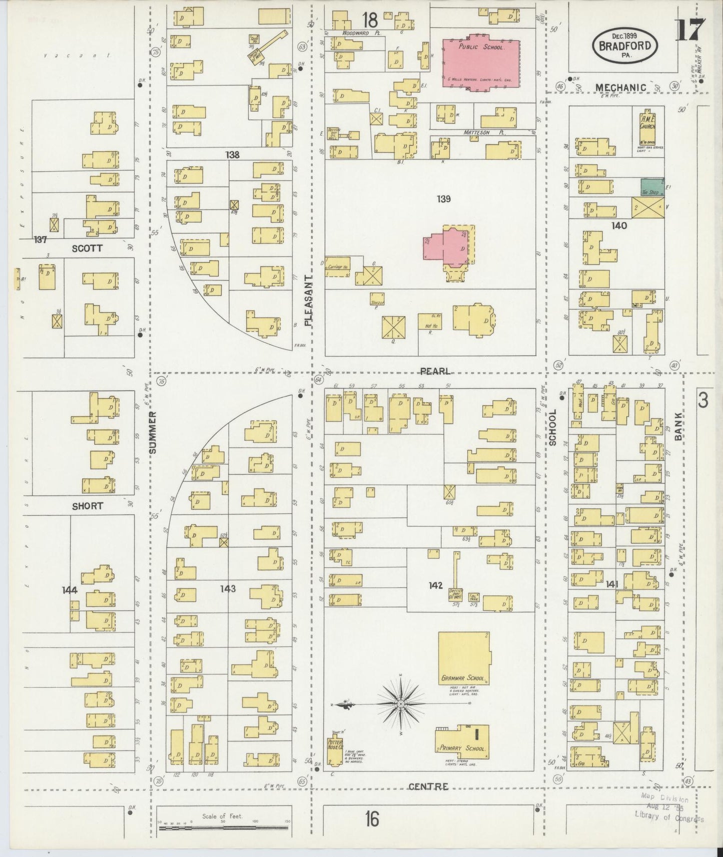 Sanborn Fire Insurance Map from Bradford, McKean County, Pennsylvania (1899), Sheet #0017 - Historic Sanborn Fire Insurance Map Print, vintage old map wall art, antique decor, genealogy gift, Pennsylvania Pennsylvania map