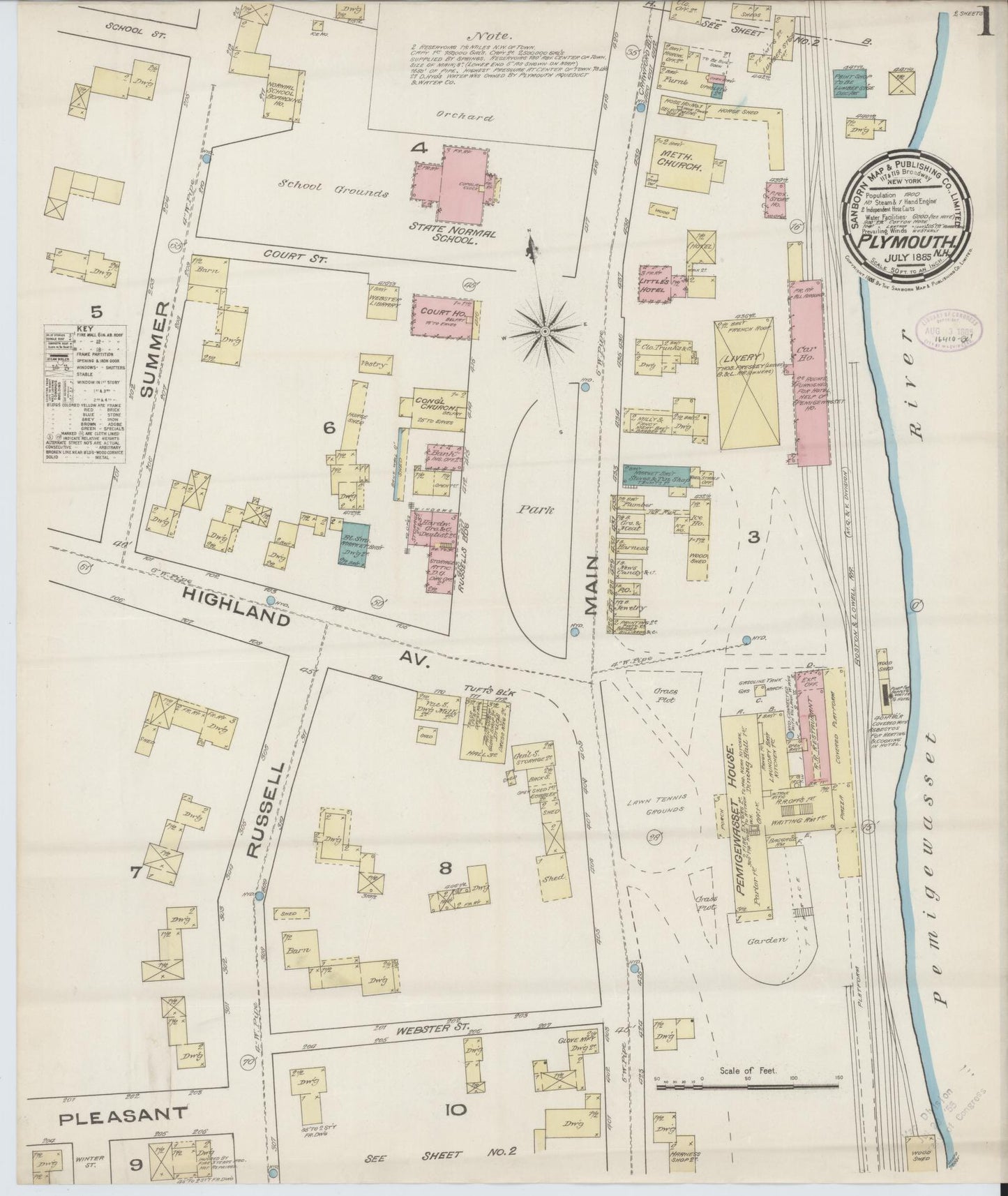 Sanborn Fire Insurance Map from Plymouth, Grafton County, New Hampshire. (1885) – Historic Sanborn Fire Insurance Map Print