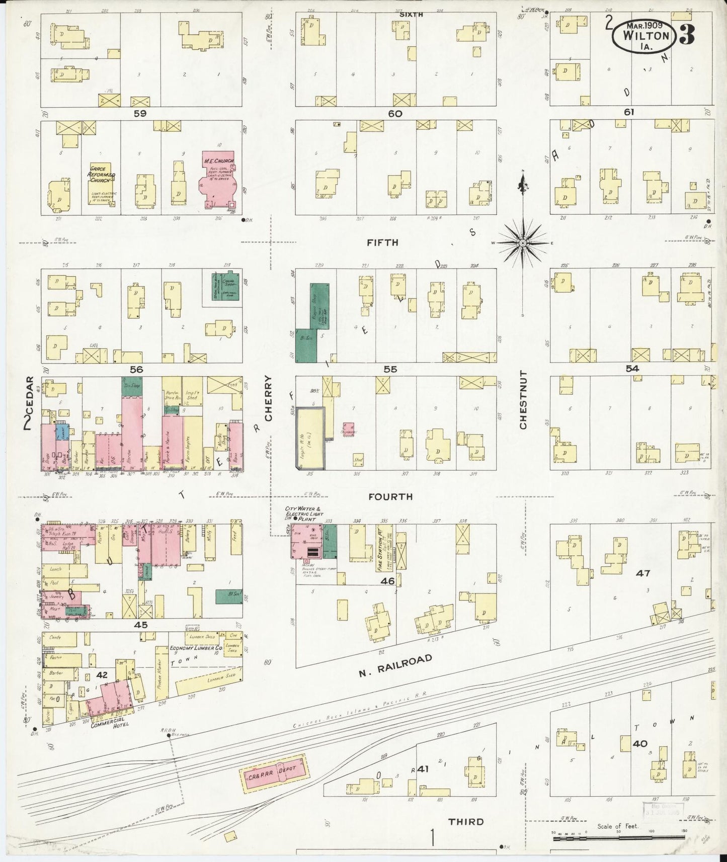 Sanborn Fire Insurance Map from Wilton Junction, Muscatine County, Iowa (1909), Sheet #0003 - Historic Sanborn Fire Insurance Map Print