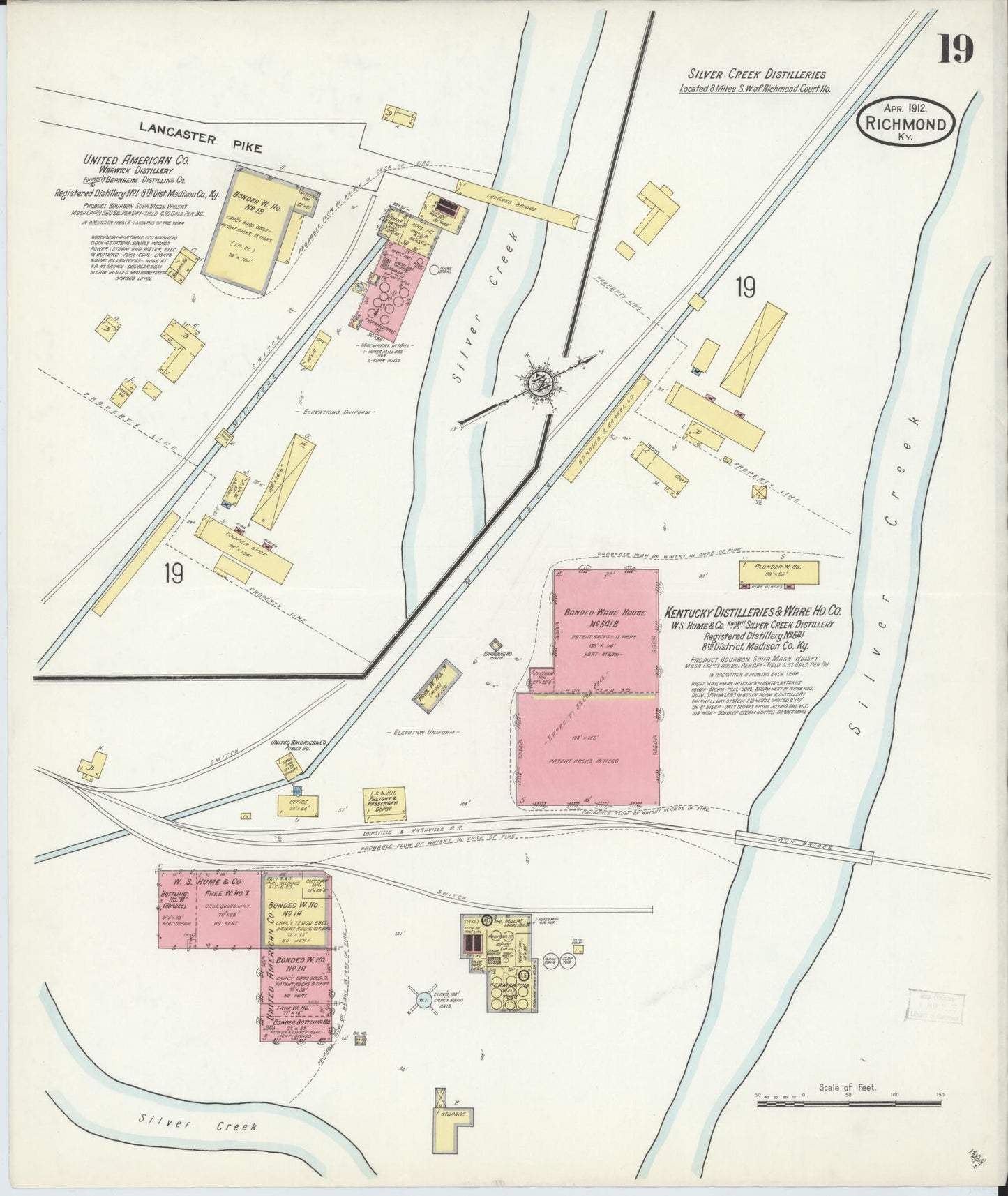 Sanborn Fire Insurance Map from Richmond, Madison County, Kentucky (1912), Sheet #0019 - Historic Sanborn Fire Insurance Map Print, vintage old map wall art, antique decor, genealogy gift, Kentucky Kentucky map