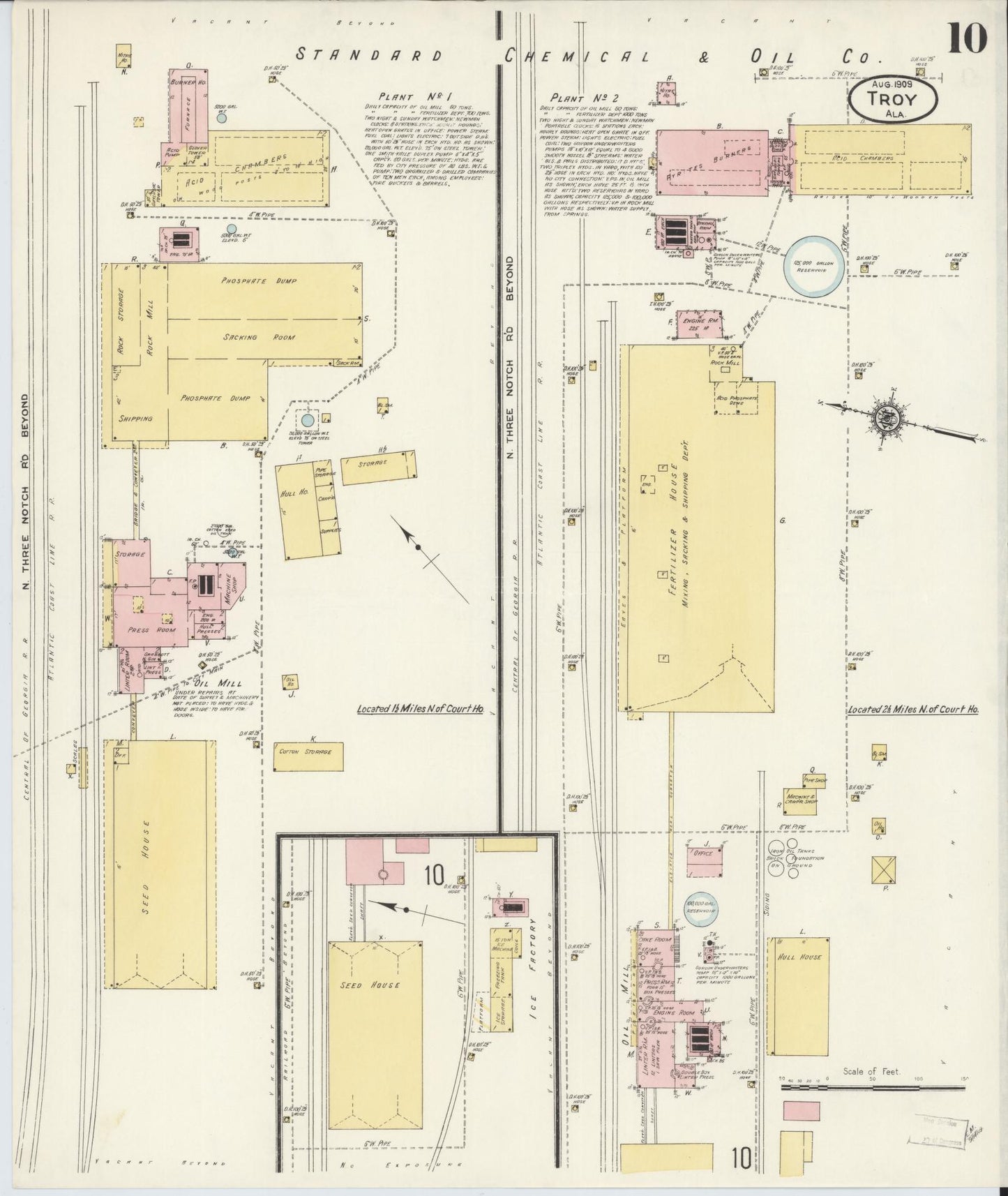 Sanborn Fire Insurance Map from Troy, Pike County, Alabama (1909), Sheet #0010 - Complete Map Set gallery image, historic Sanborn map, vintage wall art, Alabama Alabama