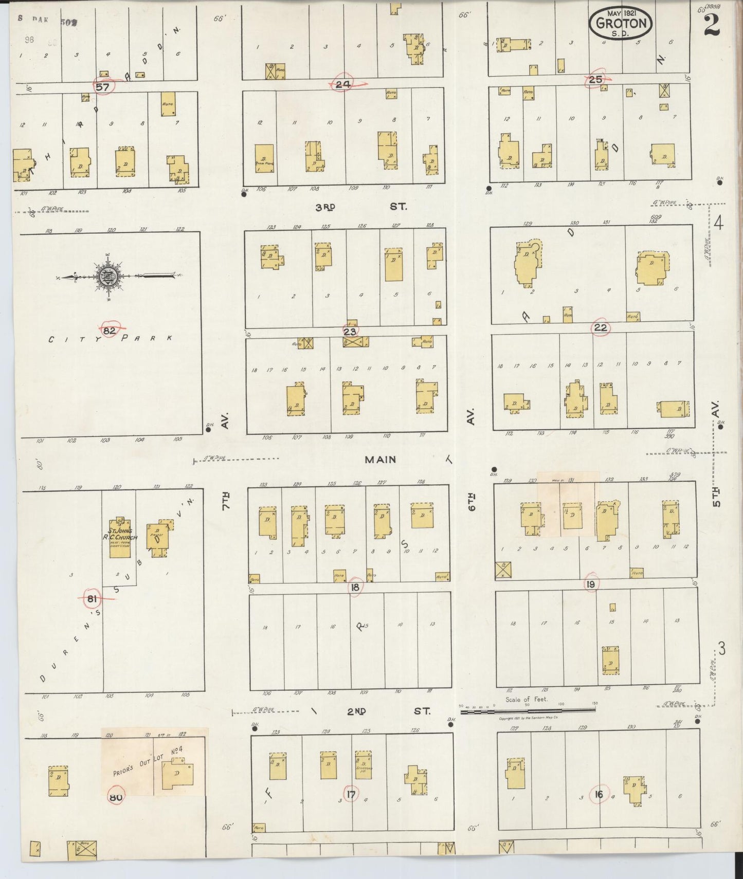 Sanborn Fire Insurance Map from Groton, Brown County, South Dakota (1921), Sheet #0002 - Historic Sanborn Fire Insurance Map Print, vintage old map wall art, antique decor, genealogy gift, South Dakota South Dakota map