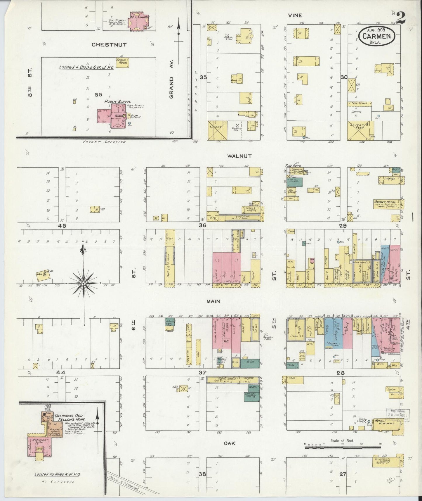 Sanborn Fire Insurance Map from Carmen, Alfalfa County, Oklahoma (1909), Sheet #0002 - Complete Map Set gallery image, historic Sanborn map, vintage wall art, Oklahoma Oklahoma