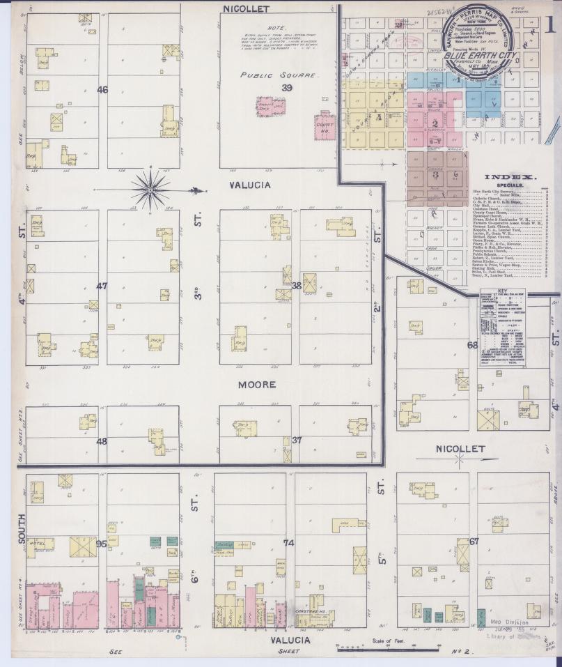 Sanborn Fire Insurance Map from Blue Earth, Faribault County, Minnesota. (1891) – Map View