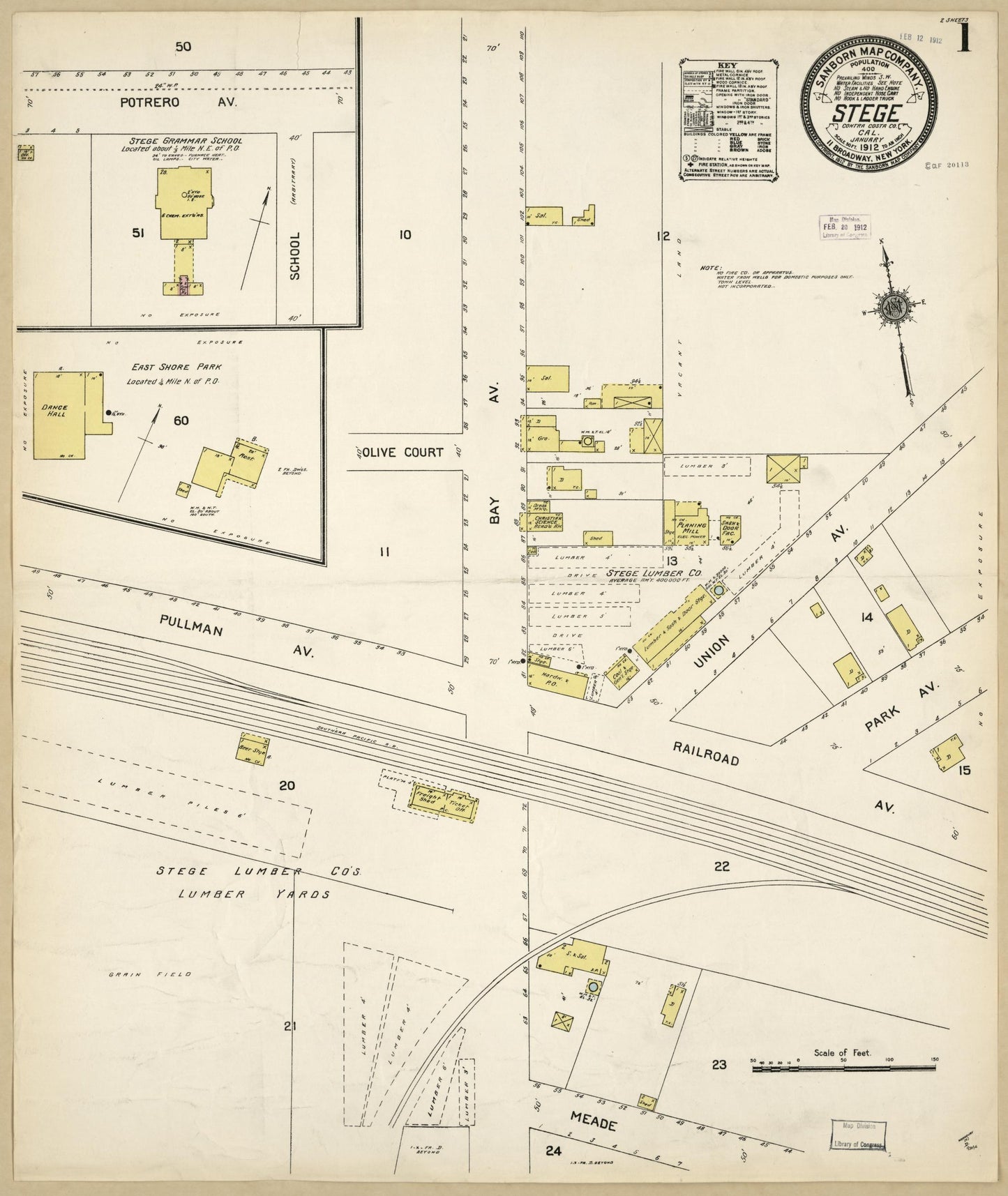 Sanborn Fire Insurance Map from Stege, Contra Costa County, California. (1912) – Historic Sanborn Fire Insurance Map Print