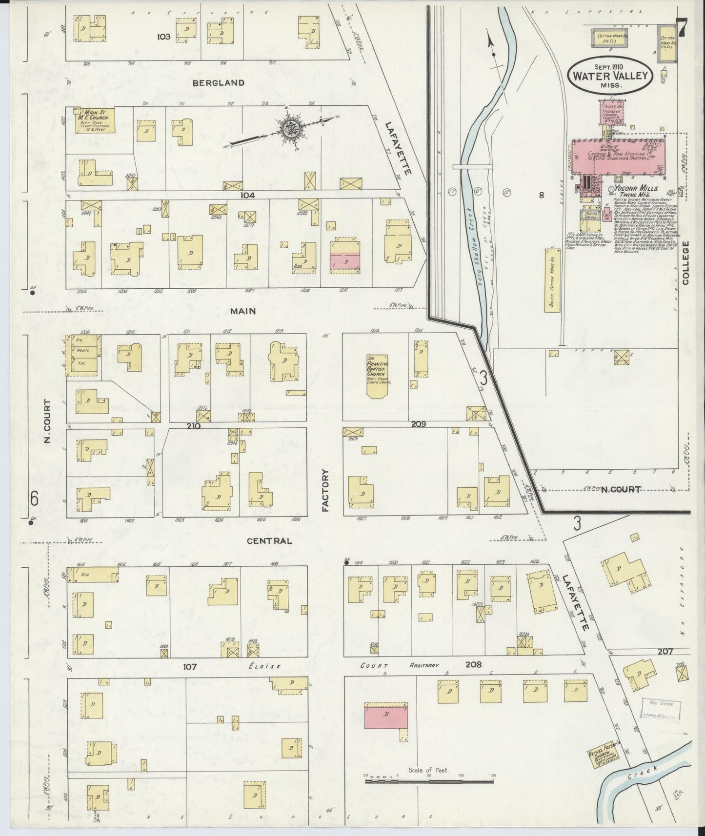 Sanborn Fire Insurance Map from Water Valley, Yalobusha County, Mississippi (1910), Sheet #0007 - Complete Map Set gallery image, historic Sanborn map, vintage wall art, Mississippi Mississippi