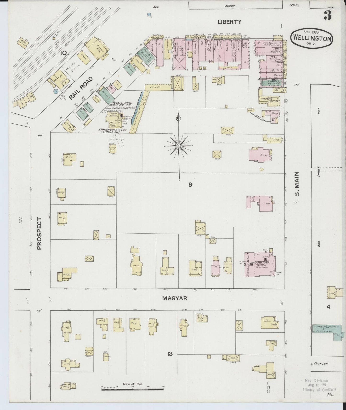 Sanborn Fire Insurance Map from Wellington, Lorain County, Ohio (1889), Sheet #0003 - Complete Map Set gallery image, historic Sanborn map, vintage wall art, Ohio Ohio