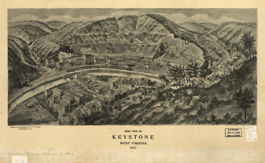 Aero view of Keystone, West Virginia 1911. (1911) – Historic Bird’s-Eye View Panorama Print