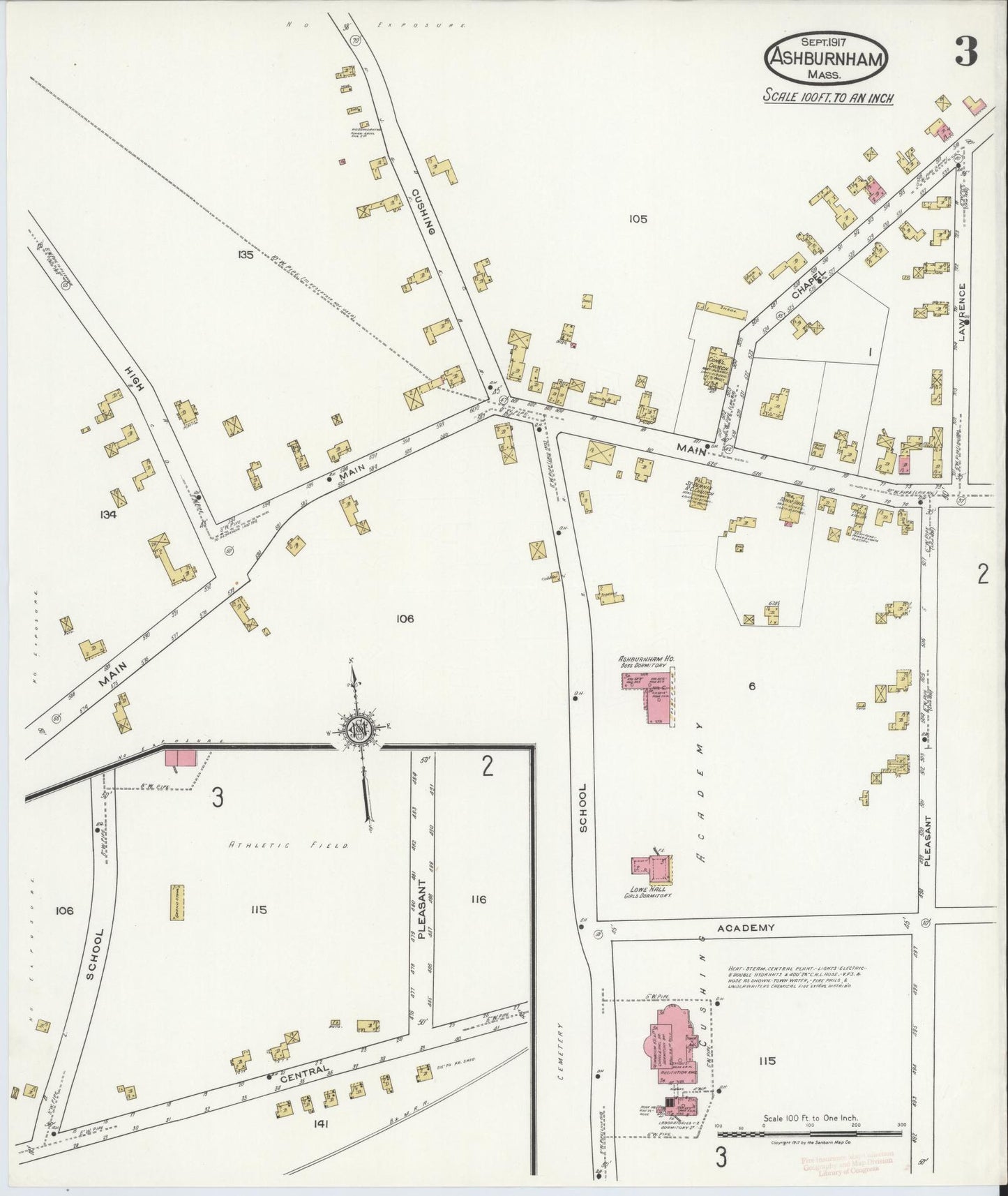Sanborn Fire Insurance Map from Ashburnham, Worcester County, Massachusetts (1917), Sheet #0003 - Historic Sanborn Fire Insurance Map Print, vintage old map wall art, antique decor, genealogy gift, Massachusetts Massachusetts map