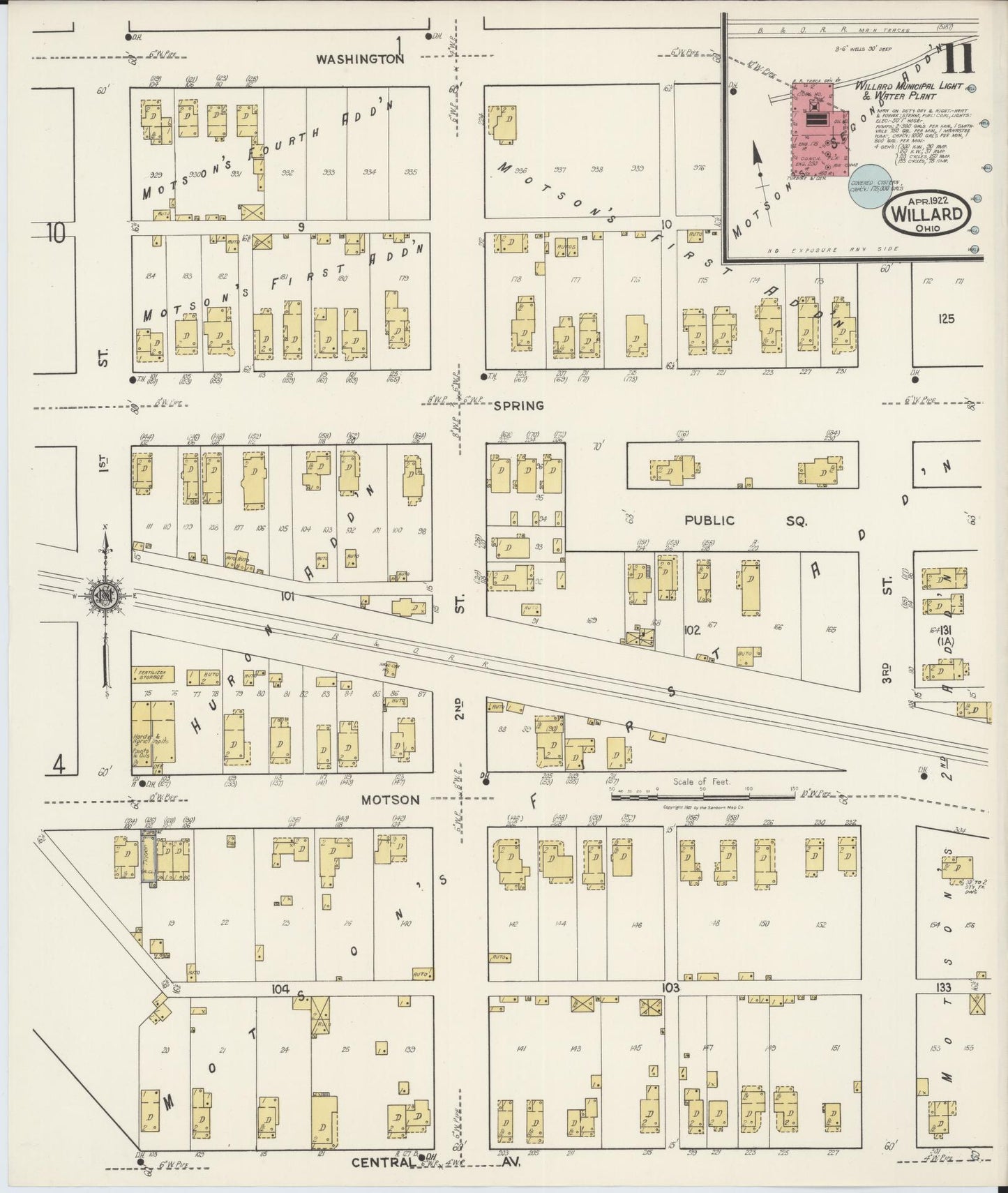 Sanborn Fire Insurance Map from Willard, Huron County, Ohio (1922), Sheet #0011 - Historic Sanborn Fire Insurance Map Print, vintage old map wall art, antique decor, genealogy gift, Ohio Ohio map