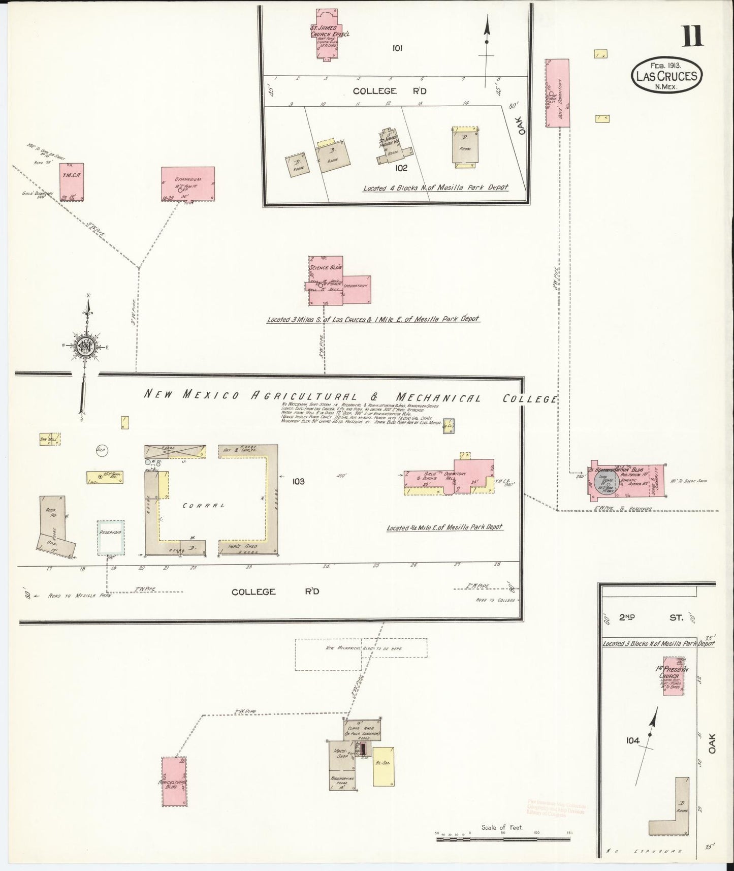 Sanborn Fire Insurance Map from Las Cruces, Dona Ana County, New Mexico (1913), Sheet #0011 - Complete Map Set gallery image, historic Sanborn map, vintage wall art, New Mexico New Mexico