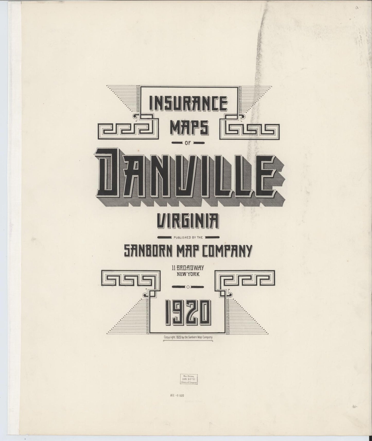 Sanborn Fire Insurance Map from Danville, Independent Cities, Virginia. (1920) – Historic Sanborn Fire Insurance Map Print