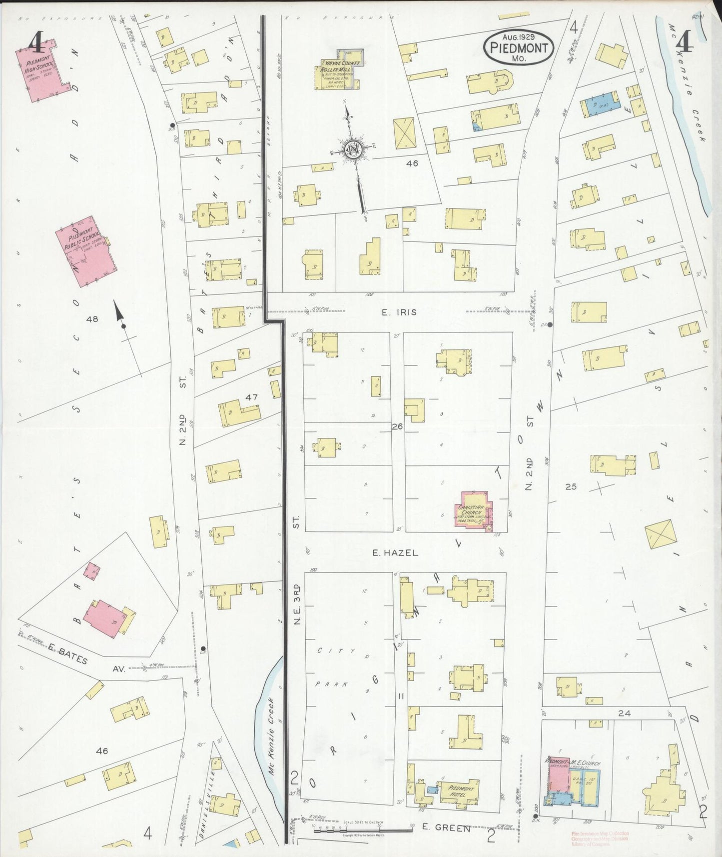 Sanborn Fire Insurance Map from Piedmont, Wayne County, Missouri (1929), Sheet #0004 - Complete Map Set gallery image, historic Sanborn map, vintage wall art, Missouri Missouri