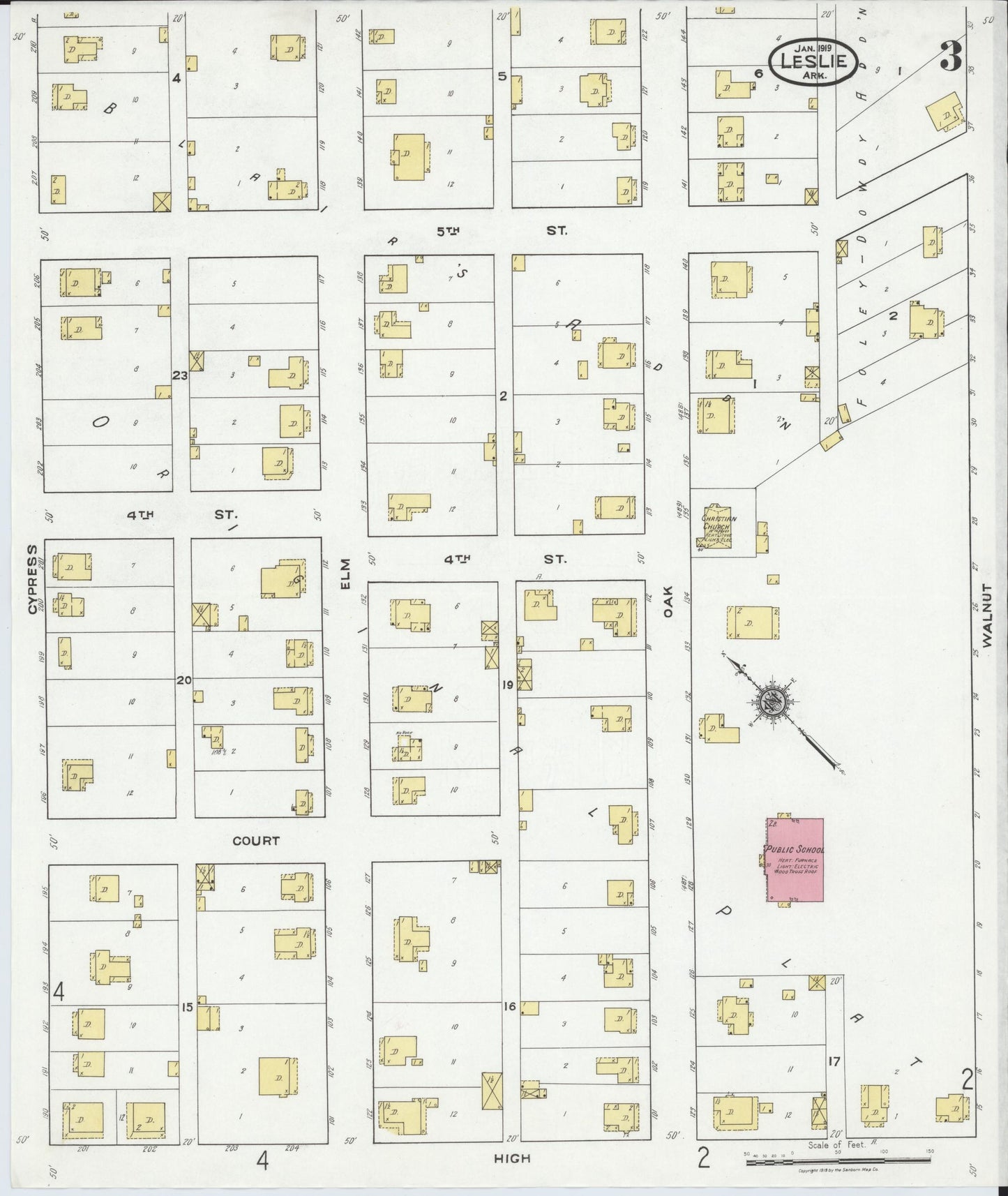 Sanborn Fire Insurance Map from Leslie, Searcy County, Arkansas (1919), Sheet #0003 - Historic Sanborn Fire Insurance Map Print, vintage old map wall art, antique decor, genealogy gift, Arkansas Arkansas map