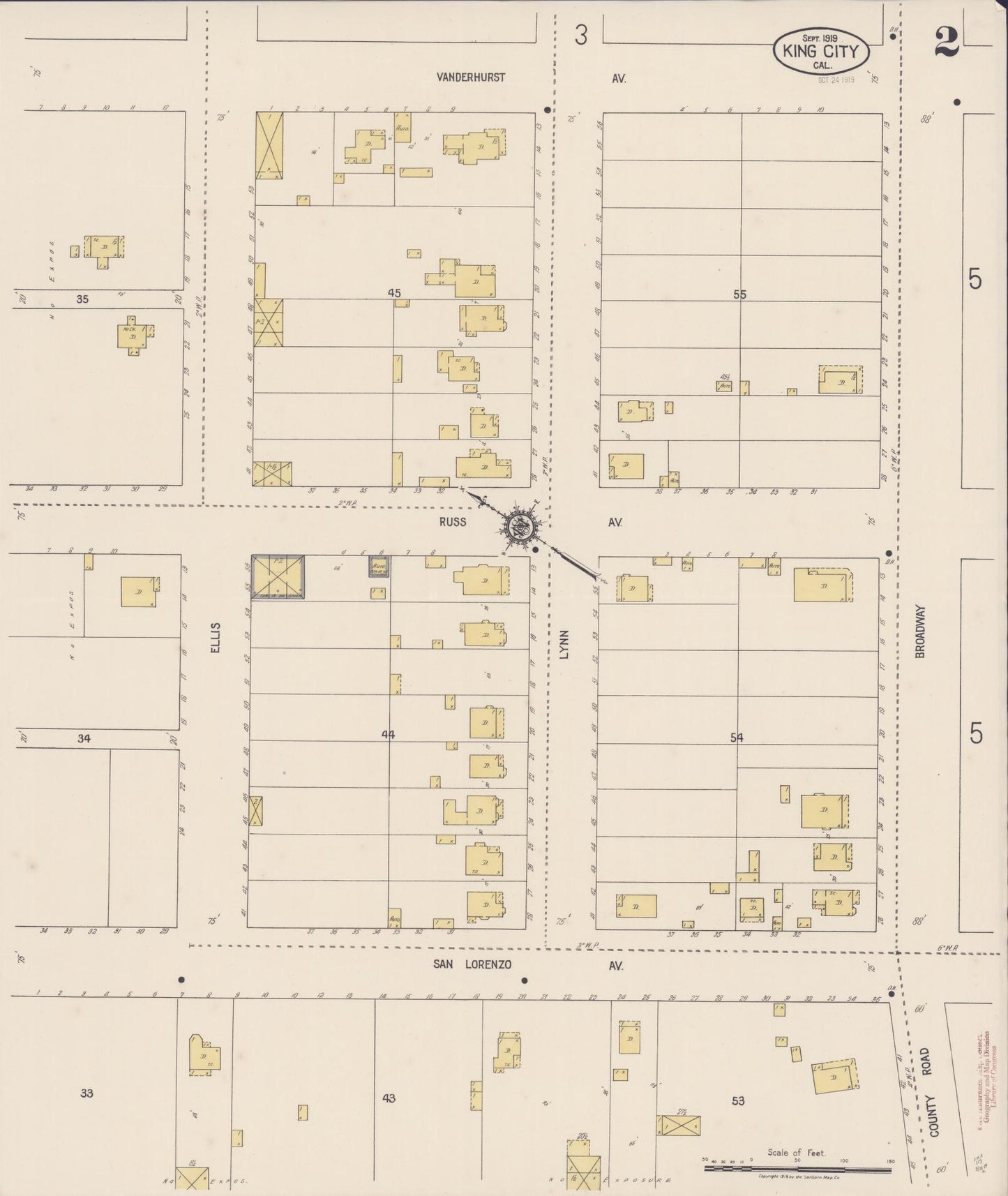 Sanborn Fire Insurance Map from King City, Monterey County, California (1919), Sheet #0002 - Historic Sanborn Fire Insurance Map Print, vintage old map wall art, antique decor, genealogy gift, California California map