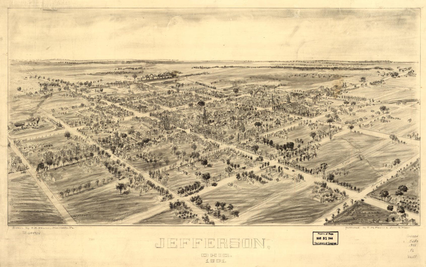 Jefferson, Ohio 1901. (1901) – Historic Bird’s-Eye View Panorama Print